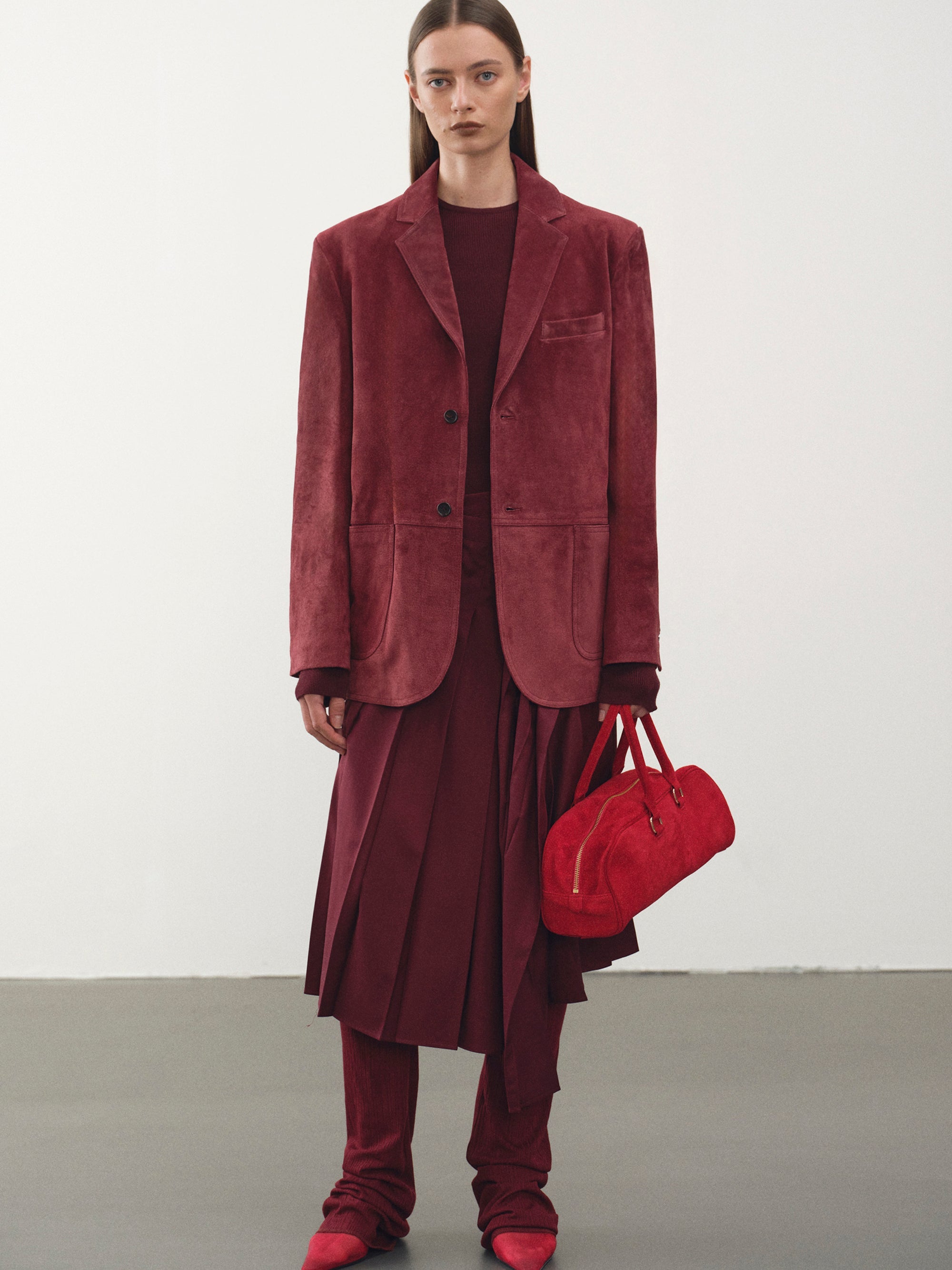 Suede Blazer, Burgundy
