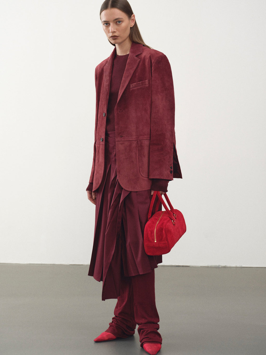 Suede Blazer, Burgundy