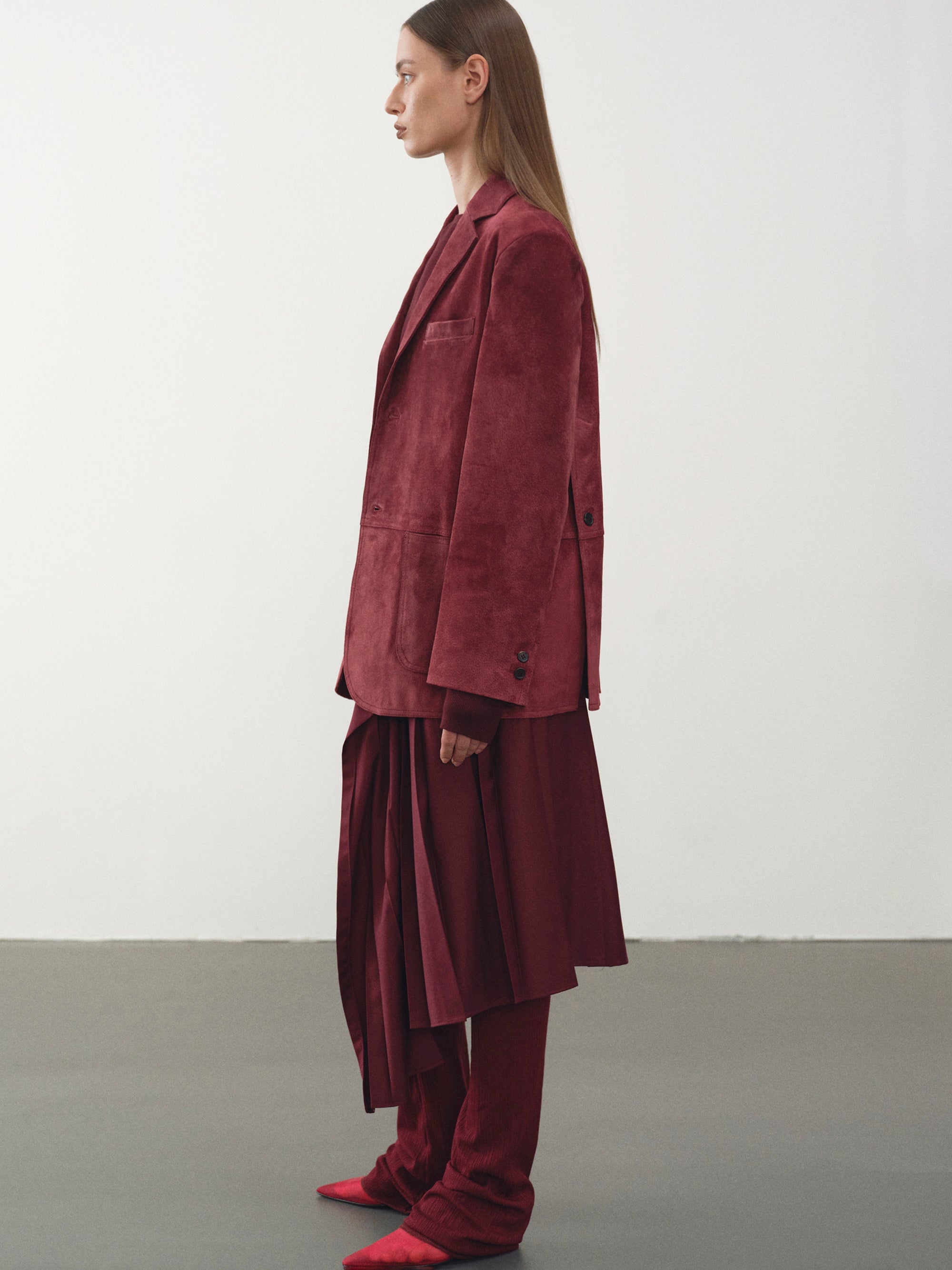 Suede Blazer, Burgundy