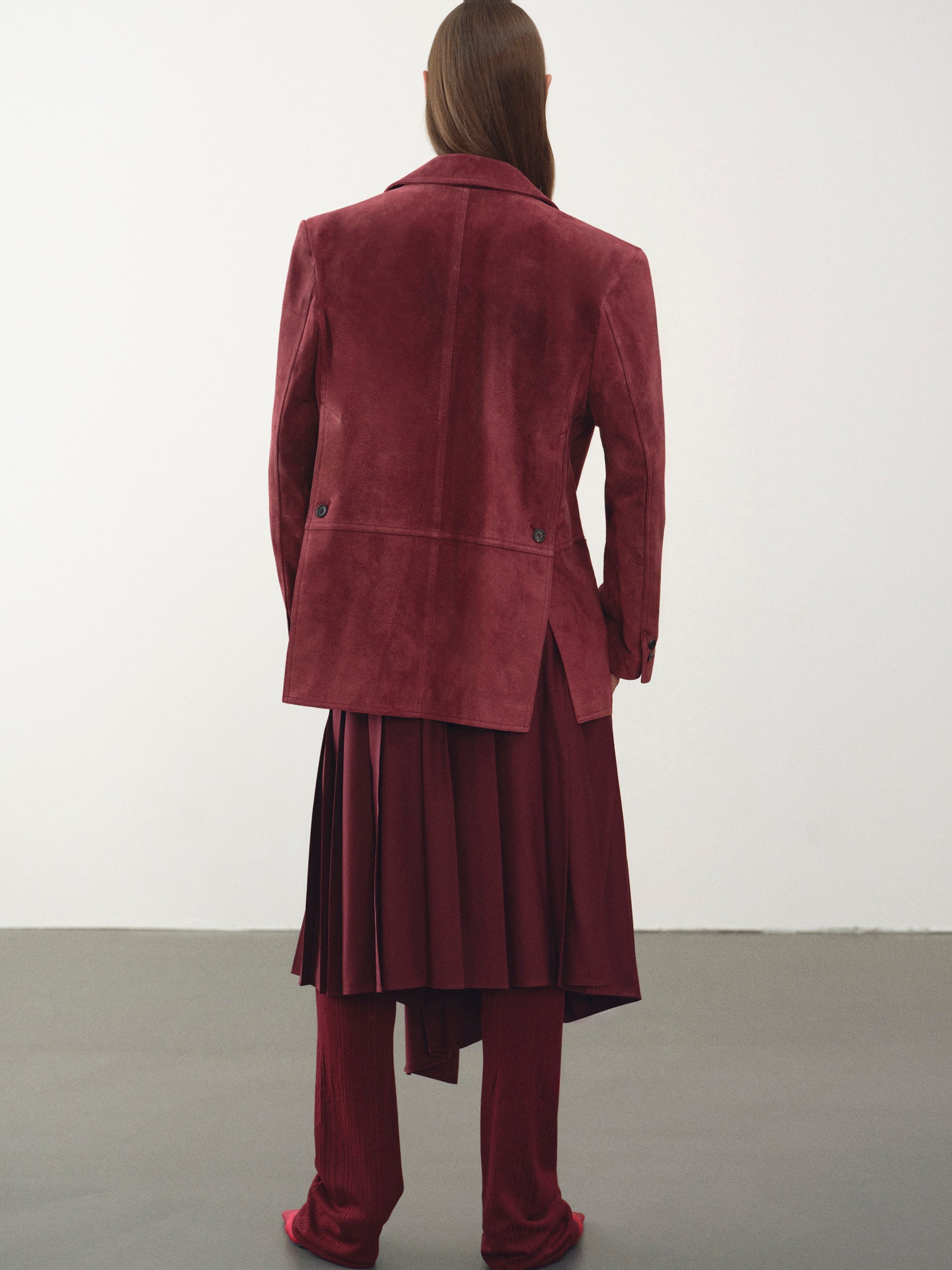 Suede Blazer, Burgundy