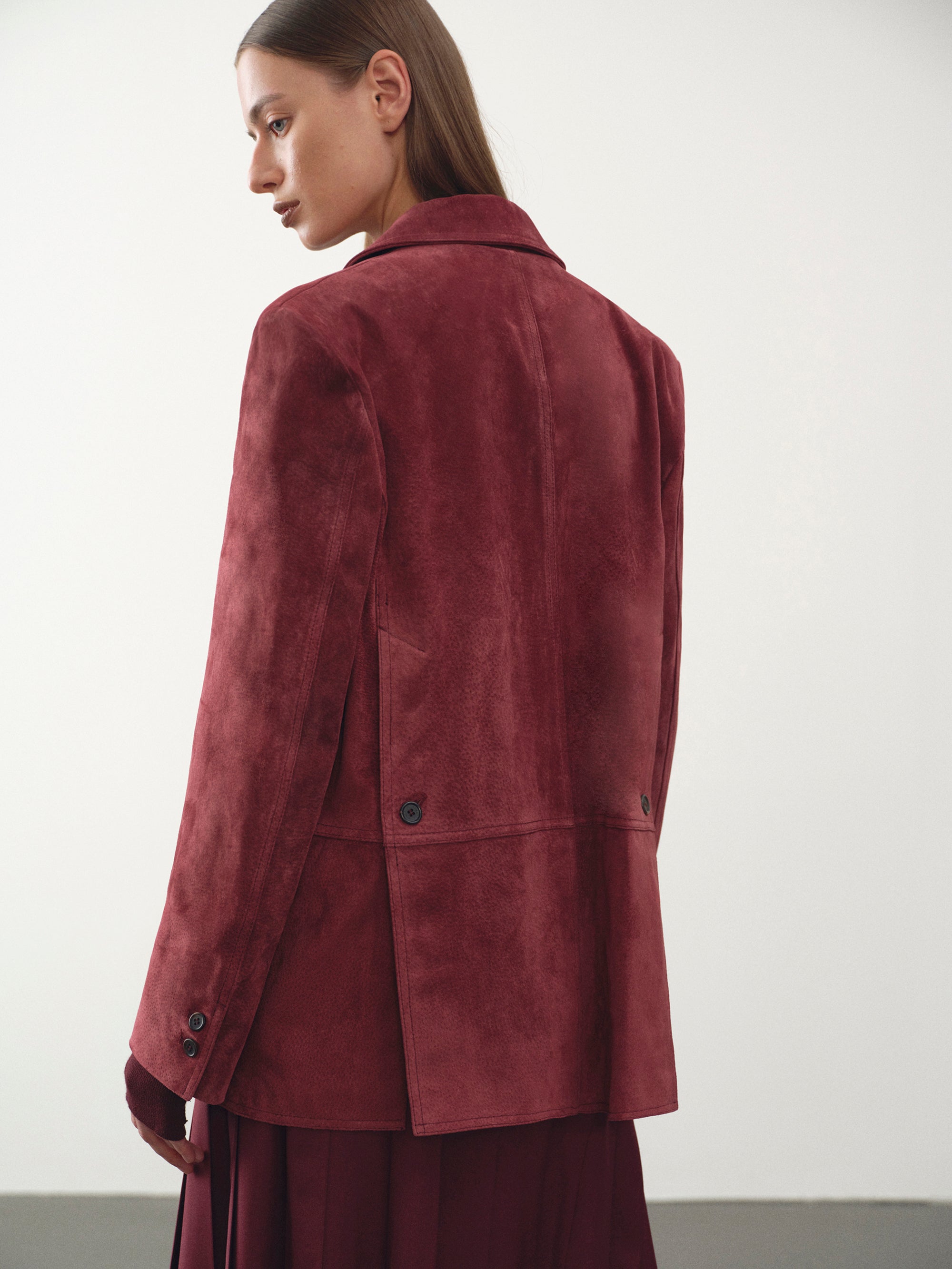 Suede Blazer, Burgundy