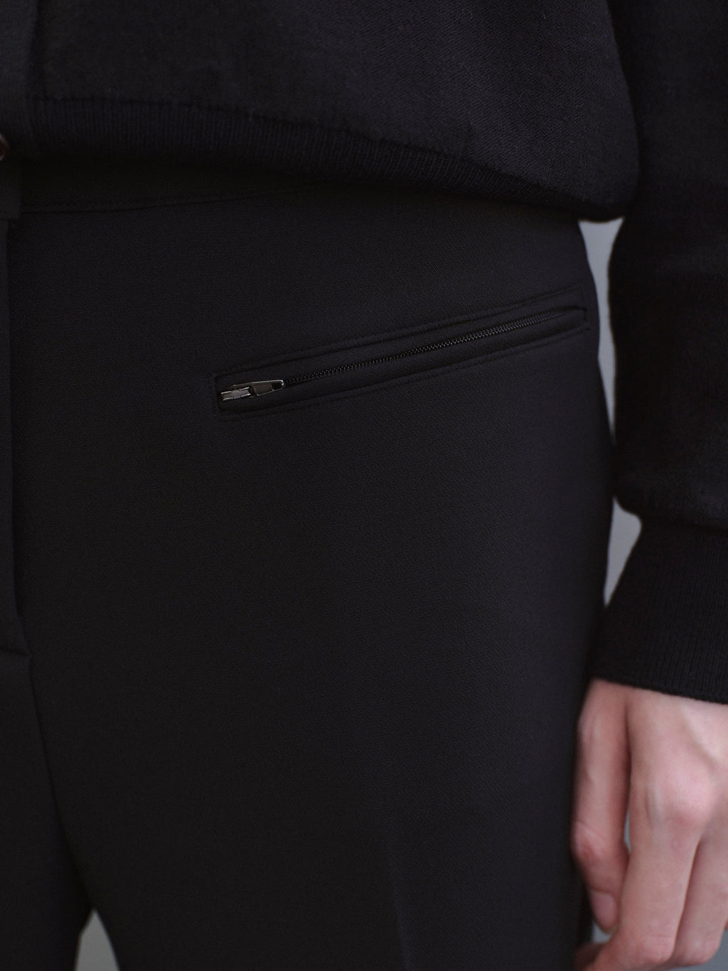 Zip Slim Trousers, Black