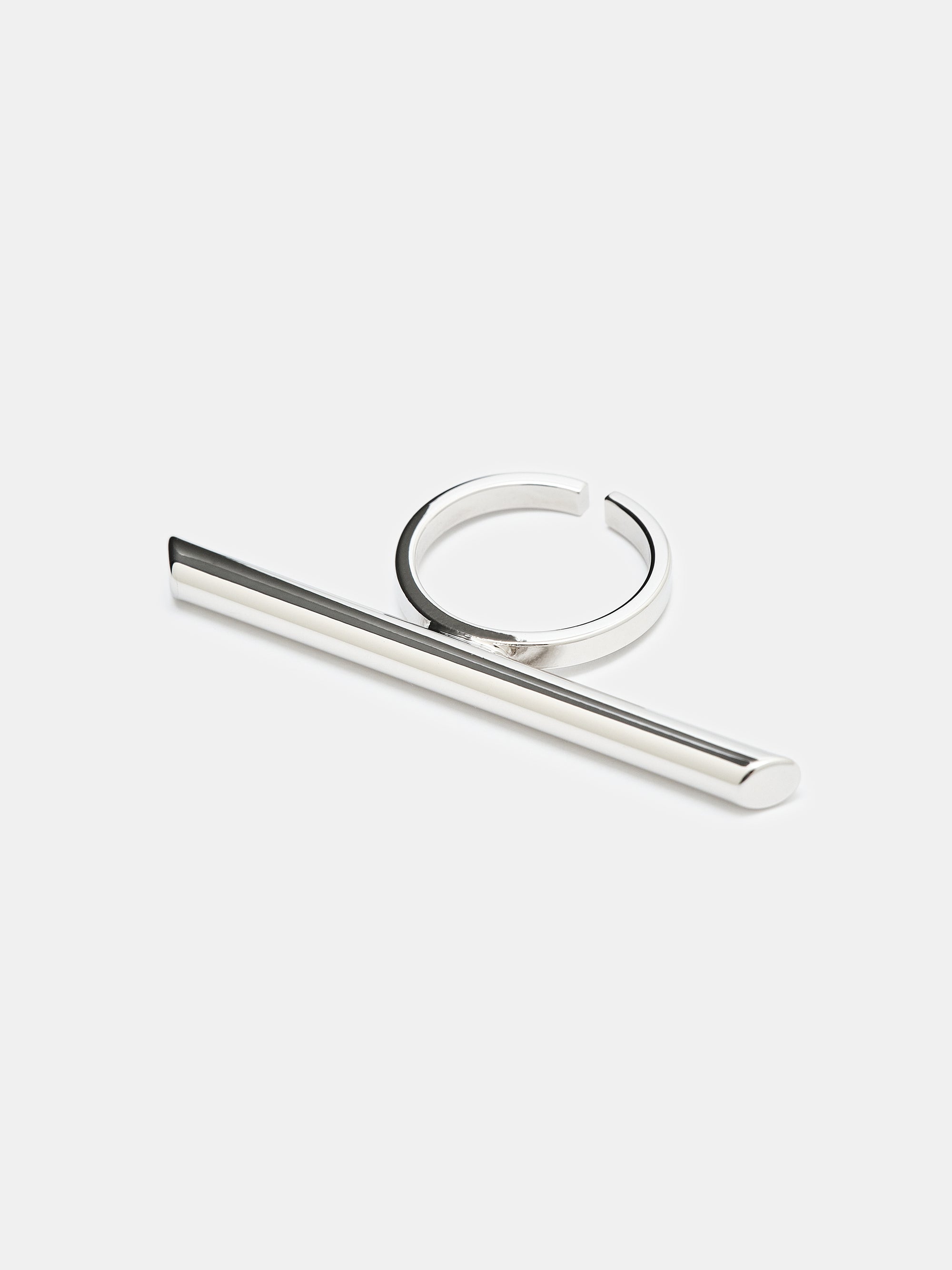Brass Bar Ring, Silver