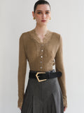 Lace Trim Knit, Brown