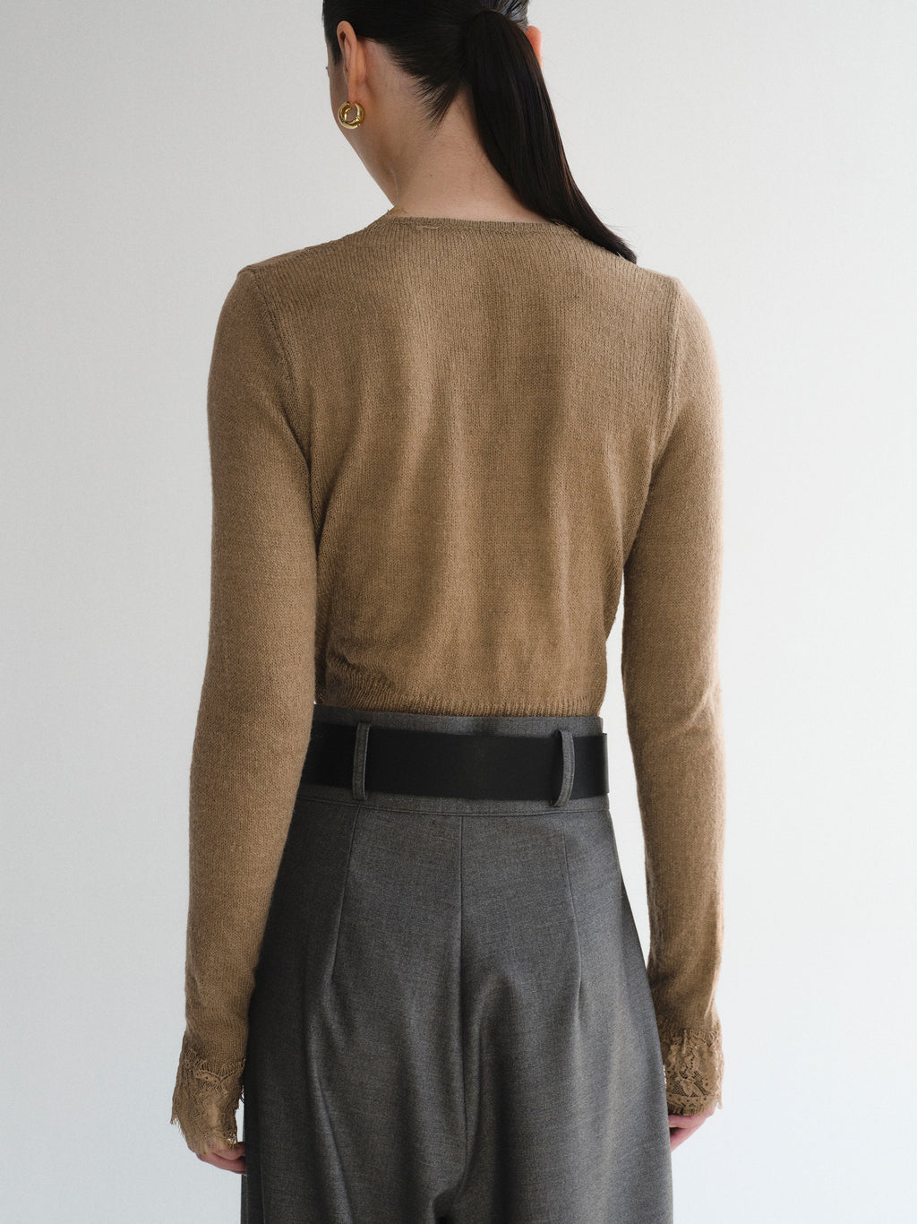 Lace Trim Knit, Brown