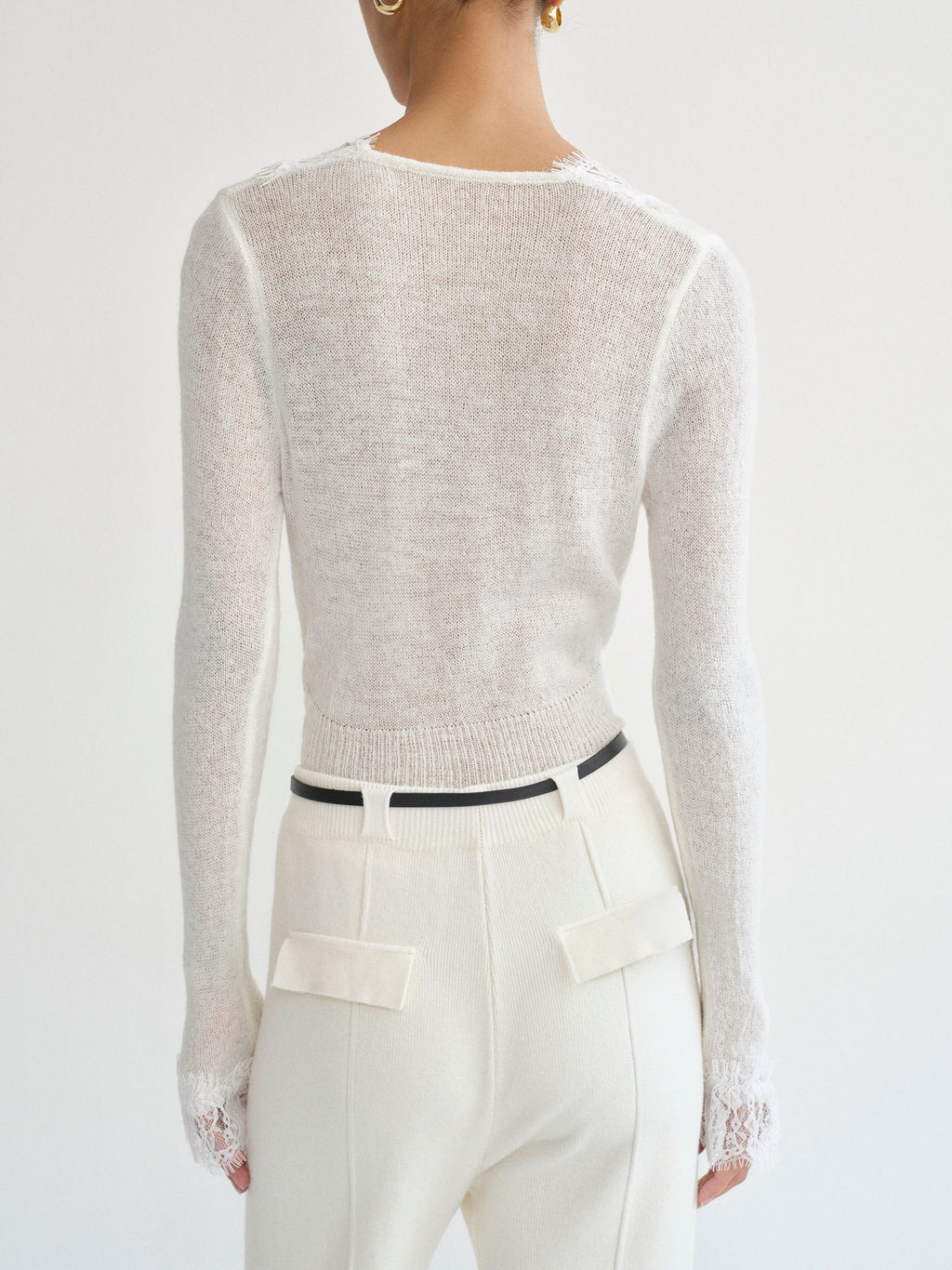 Lace Trim Knit, White