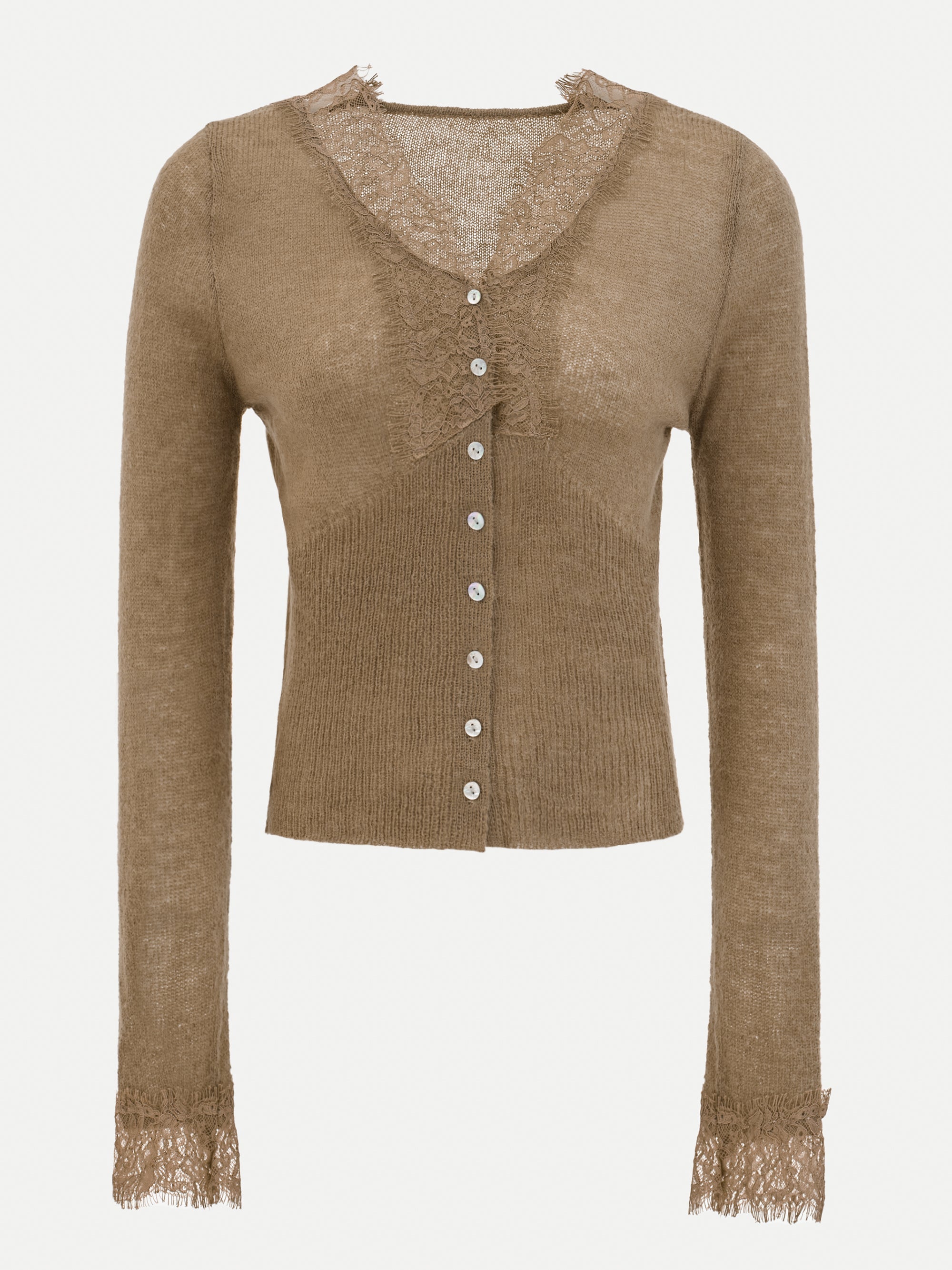 Lace Trim Knit, Brown