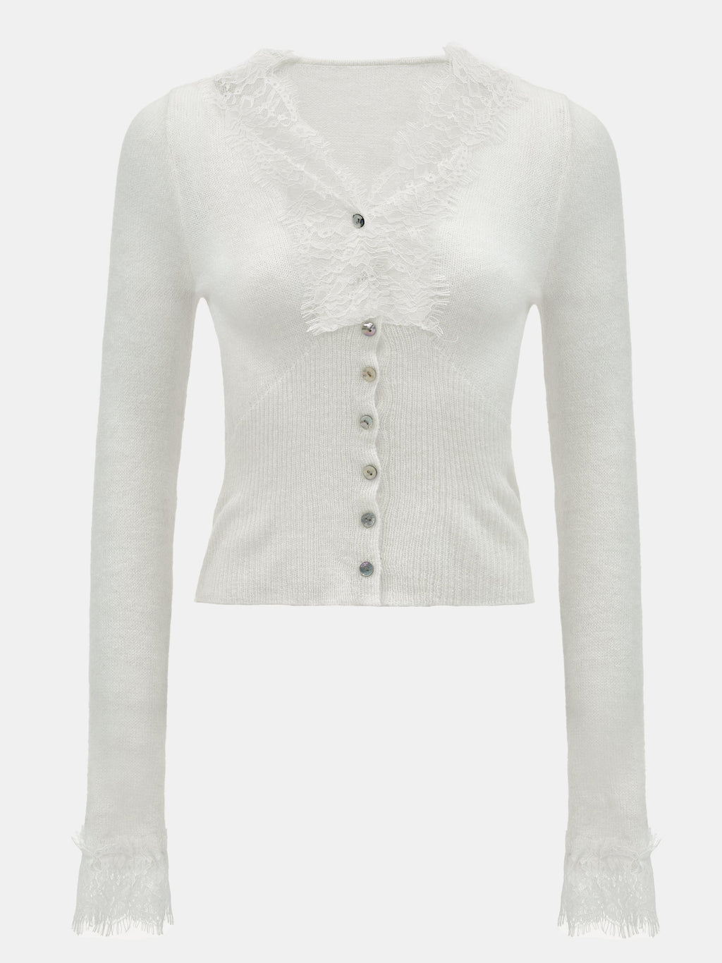 Lace Trim Knit, White
