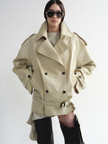 Double-Breasted Short Trench, Beige