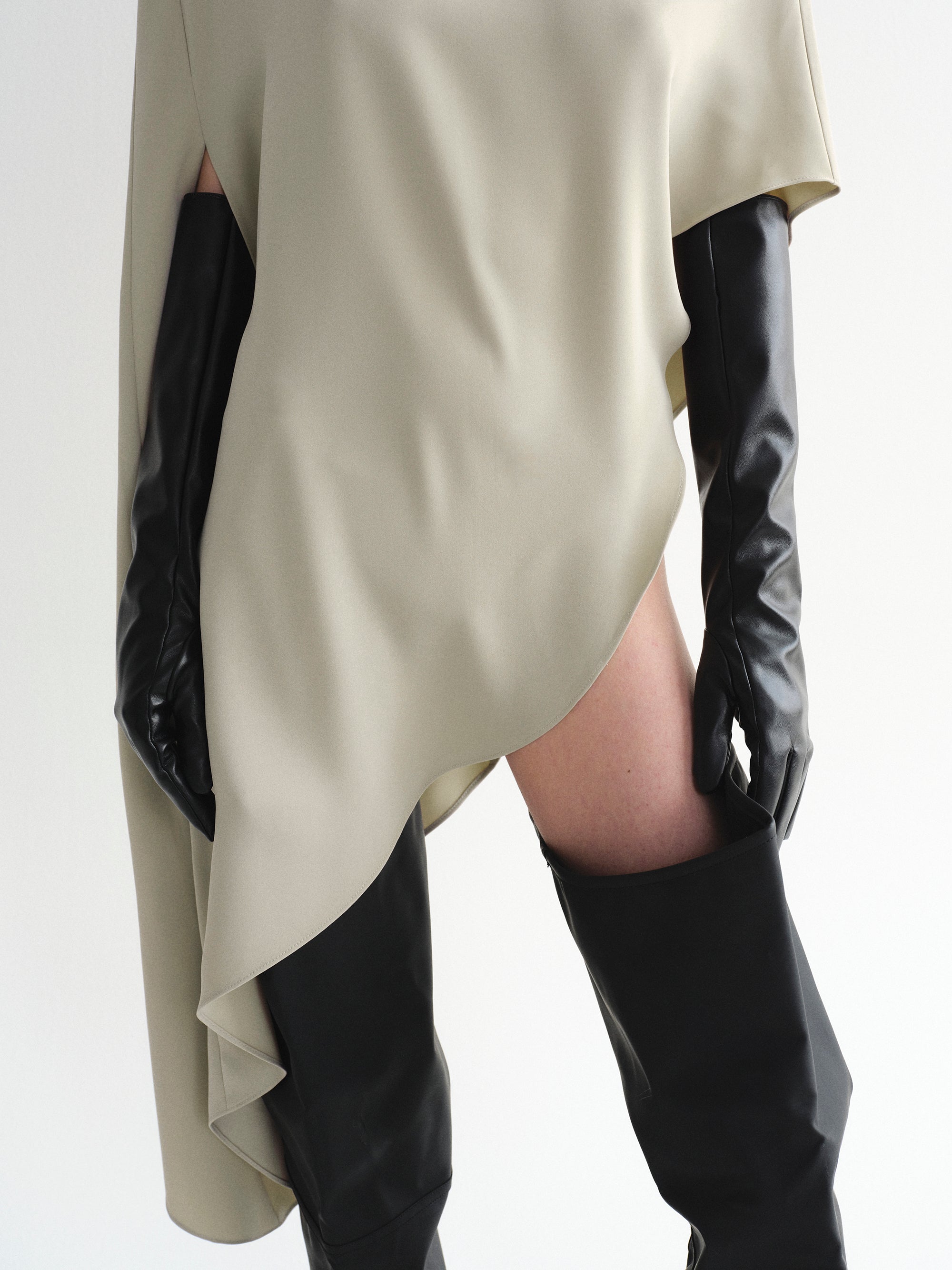 Asymmetric Satin Blouse, Pearl