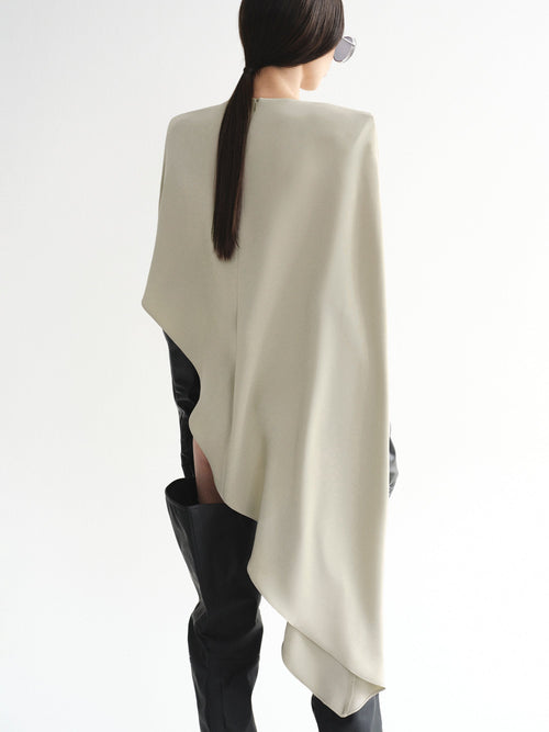 Asymmetric Satin Blouse, Pearl