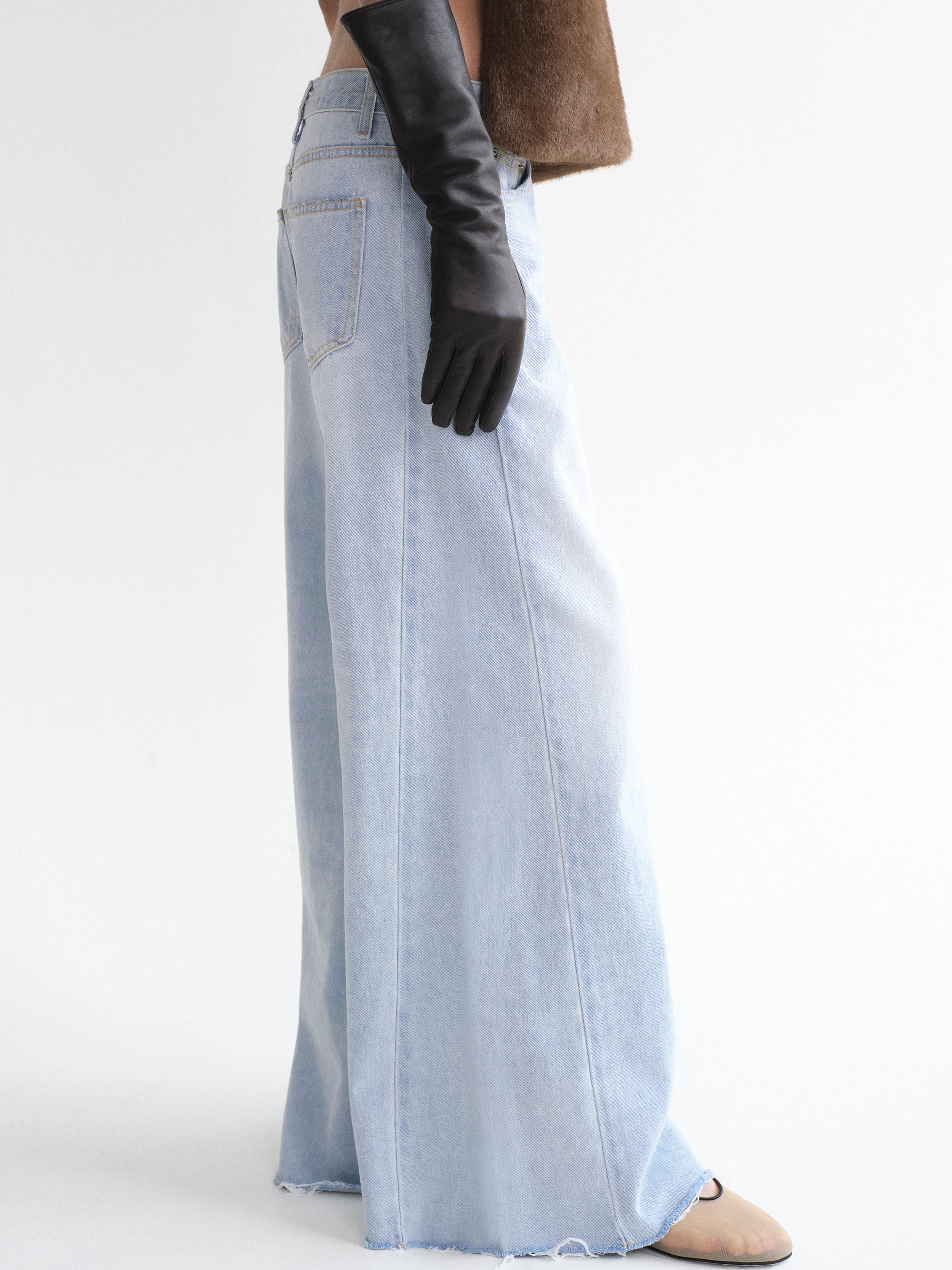 Slouchy Flared Jeans, Light Blue