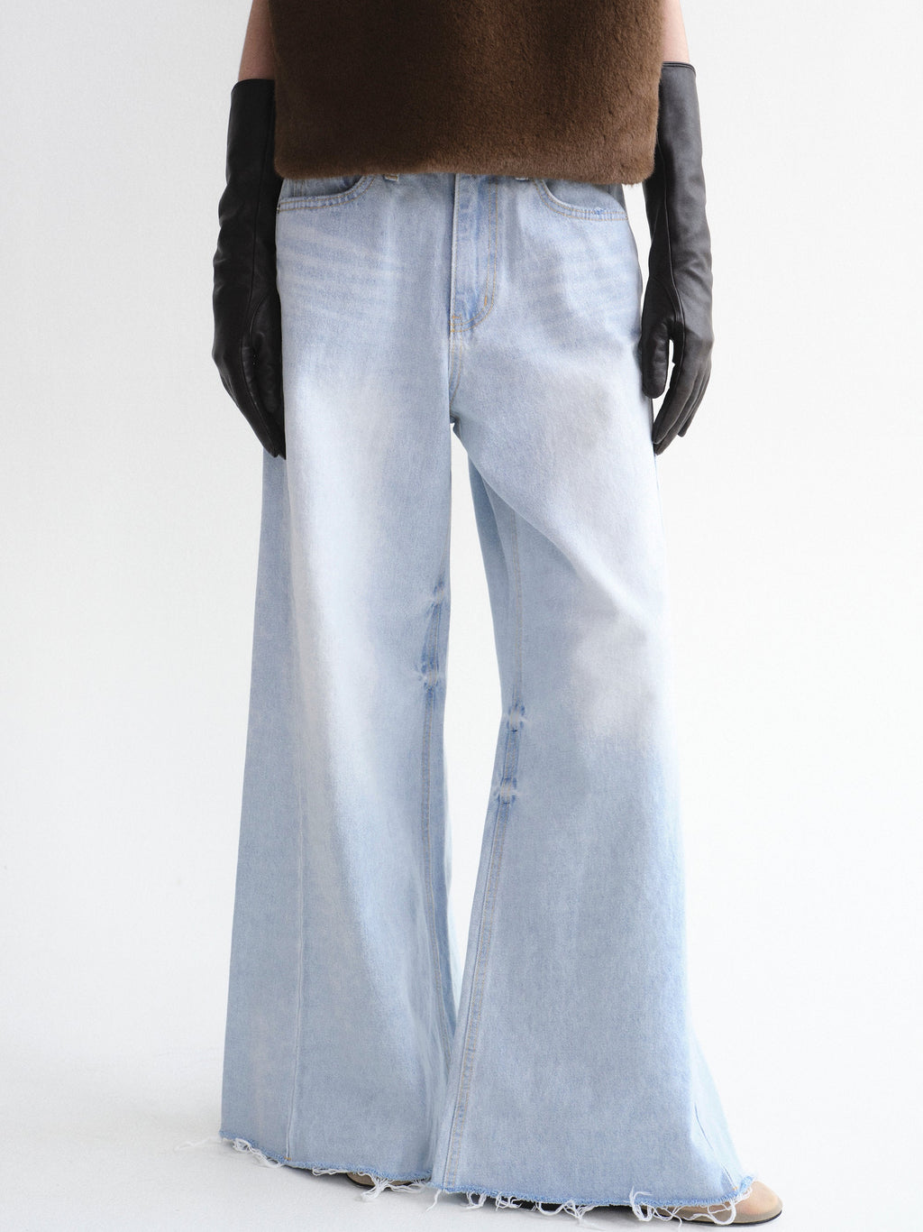 Slouchy Flared Jeans, Light Blue