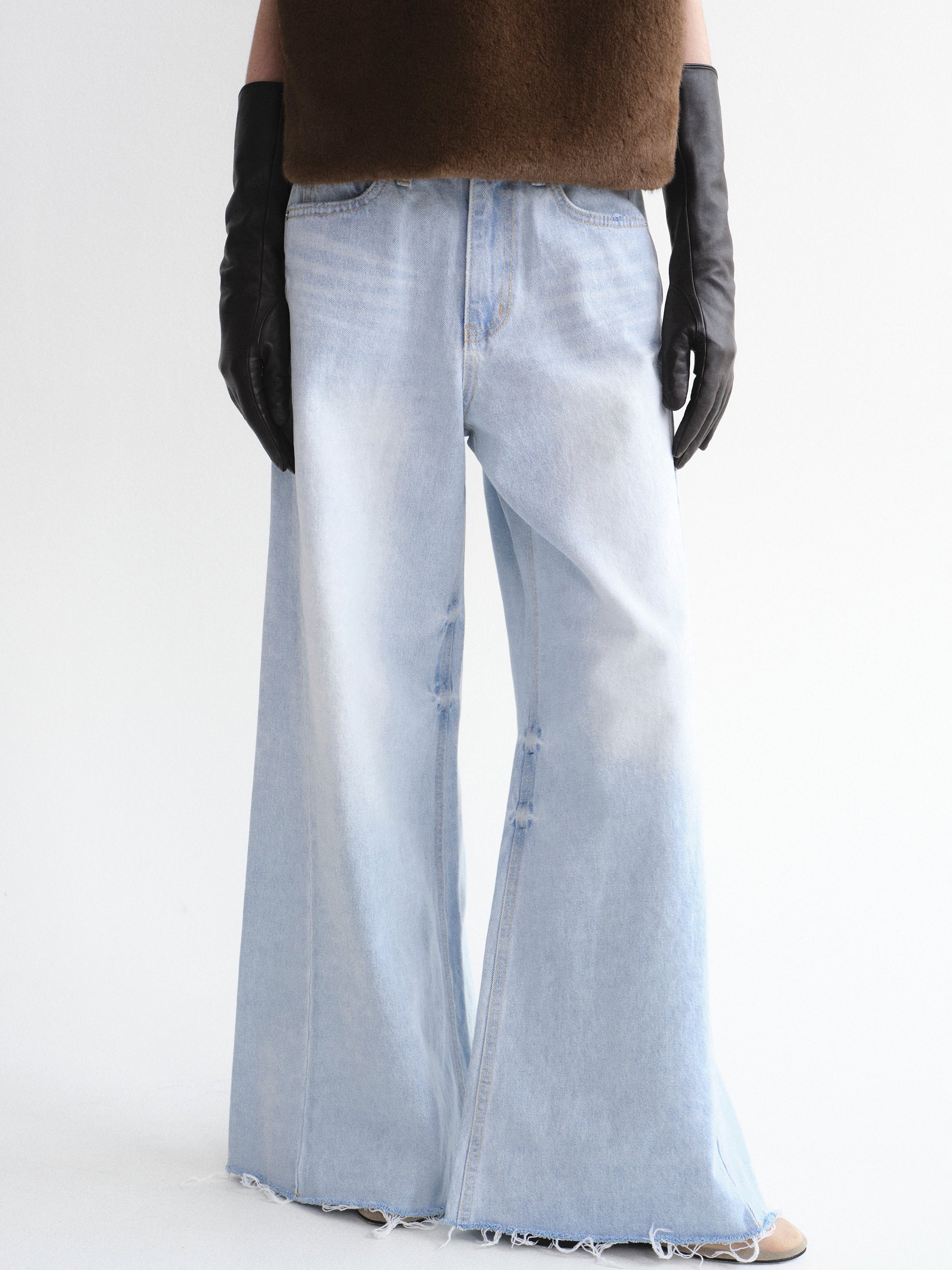 Slouchy Flared Jeans, Light Blue
