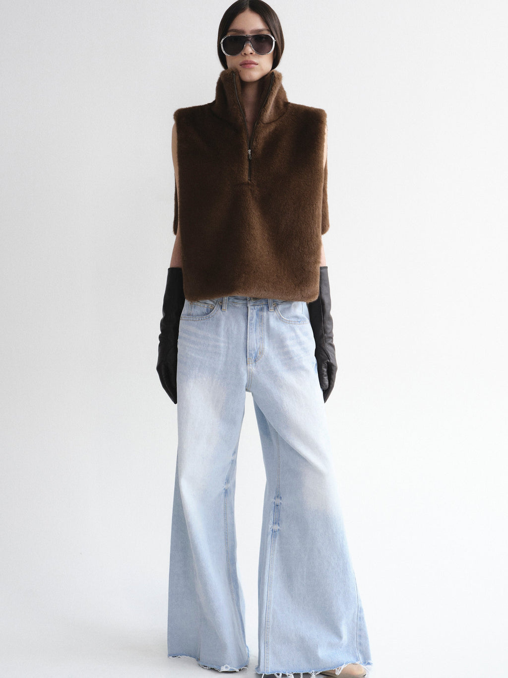 Slouchy Flared Jeans, Light Blue
