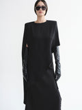 Asymmetric Satin Blouse, Black