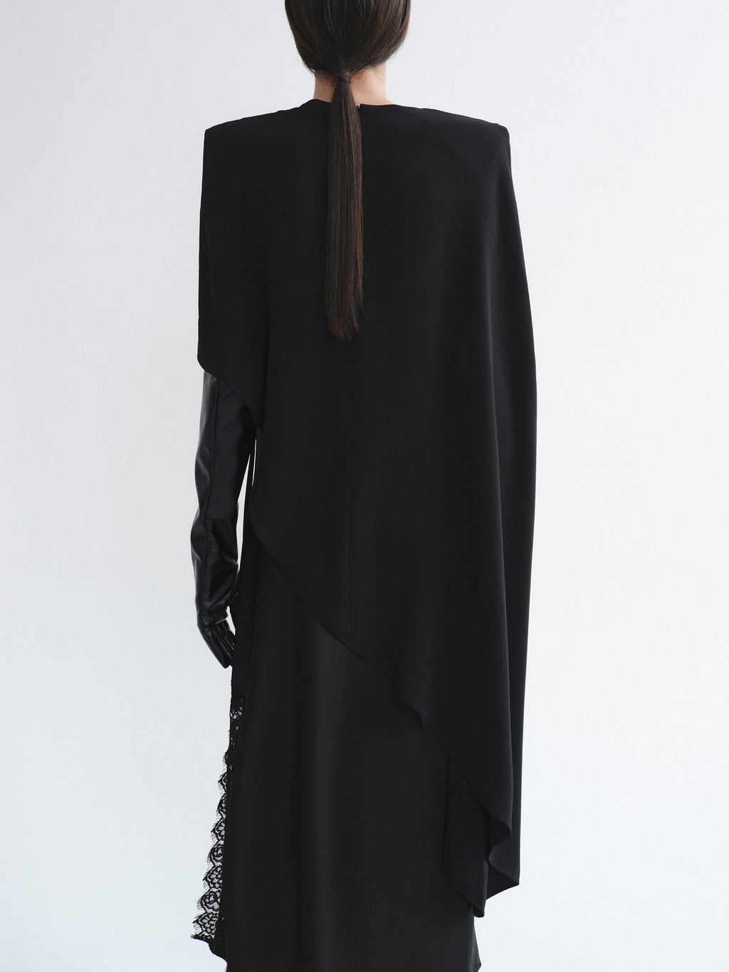 Asymmetric Satin Blouse, Black
