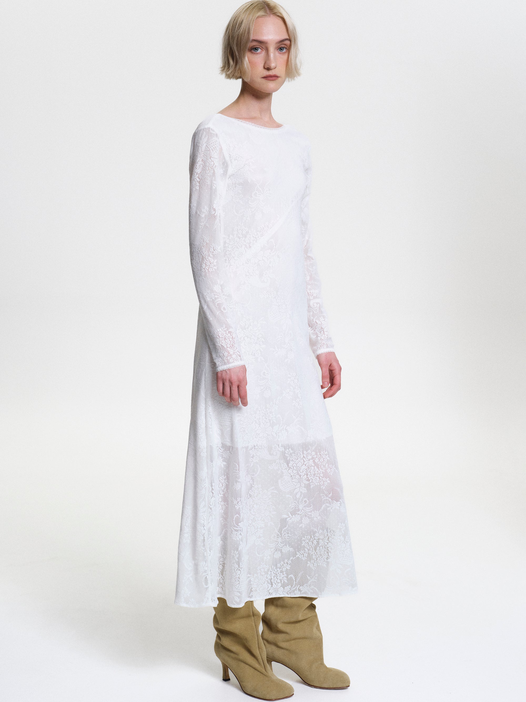 Lace Midi Dress, White