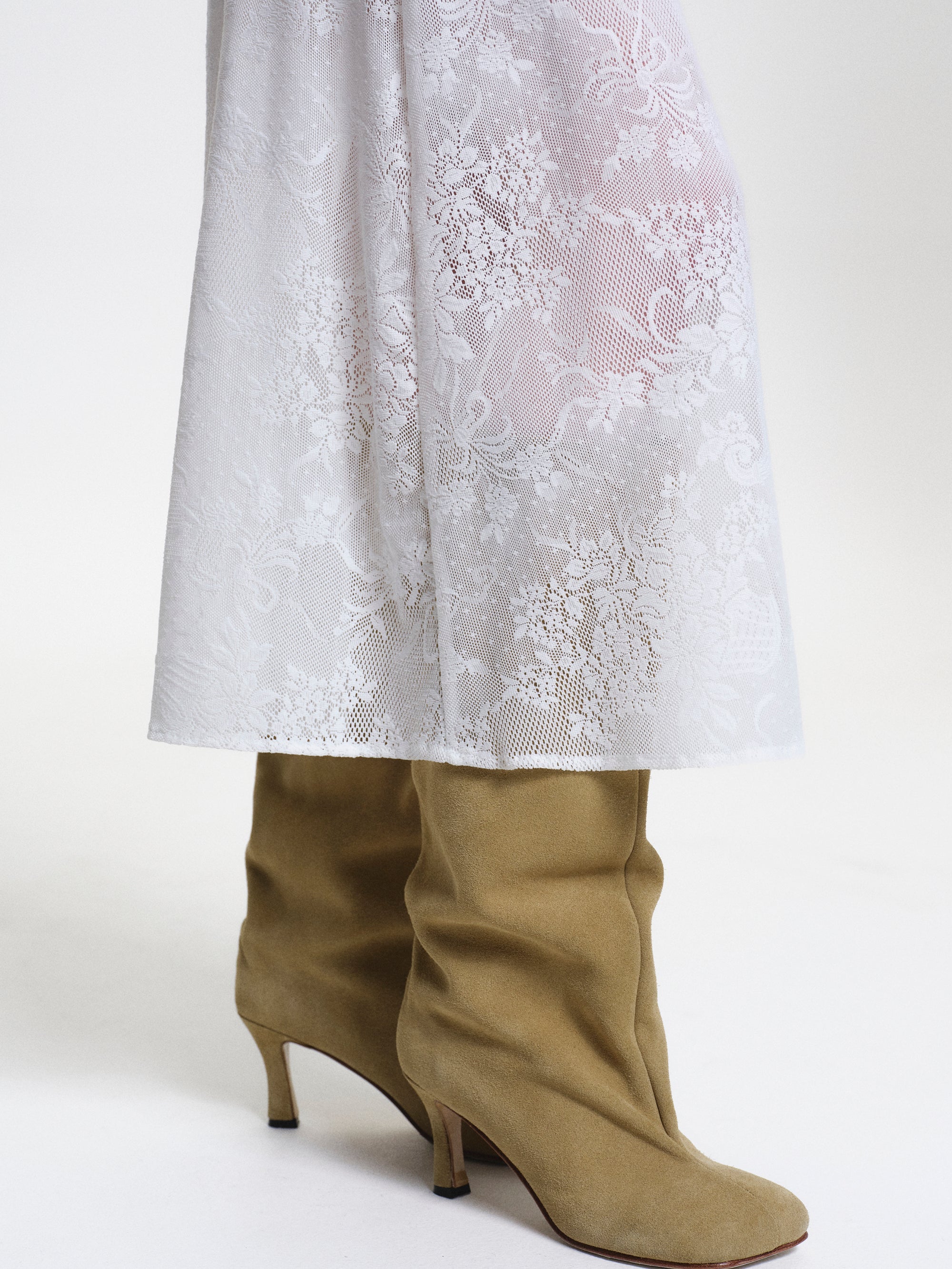Lace Midi Dress, White