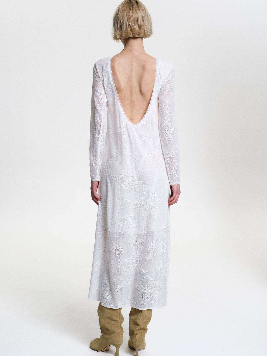 Lace Midi Dress, White