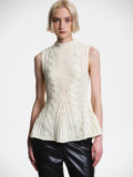 Peplum Cable Knit Top, White
