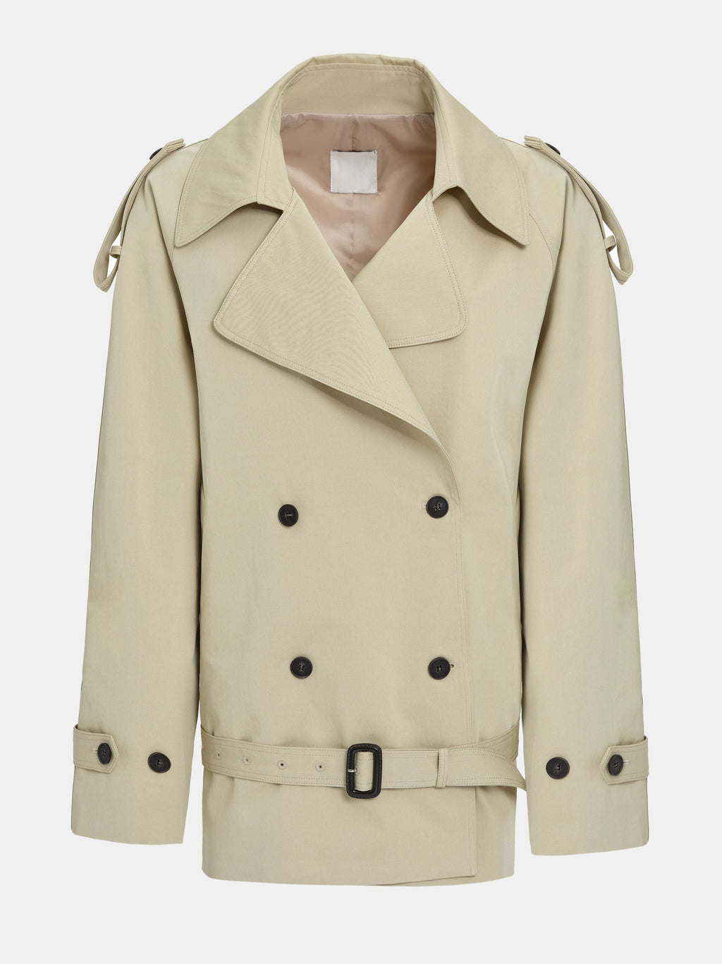 Double-Breasted Short Trench, Beige