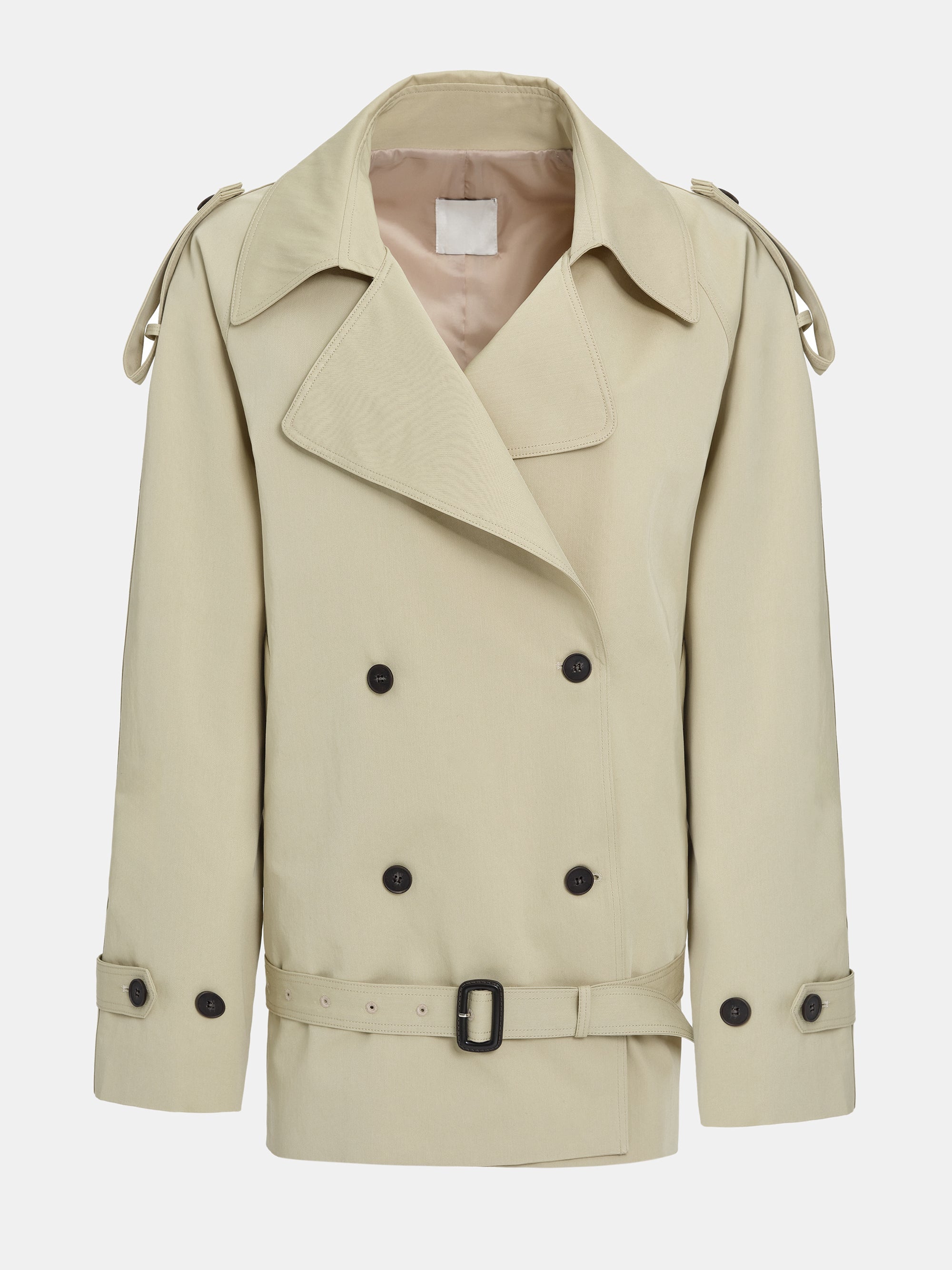Double-Breasted Short Trench, Beige