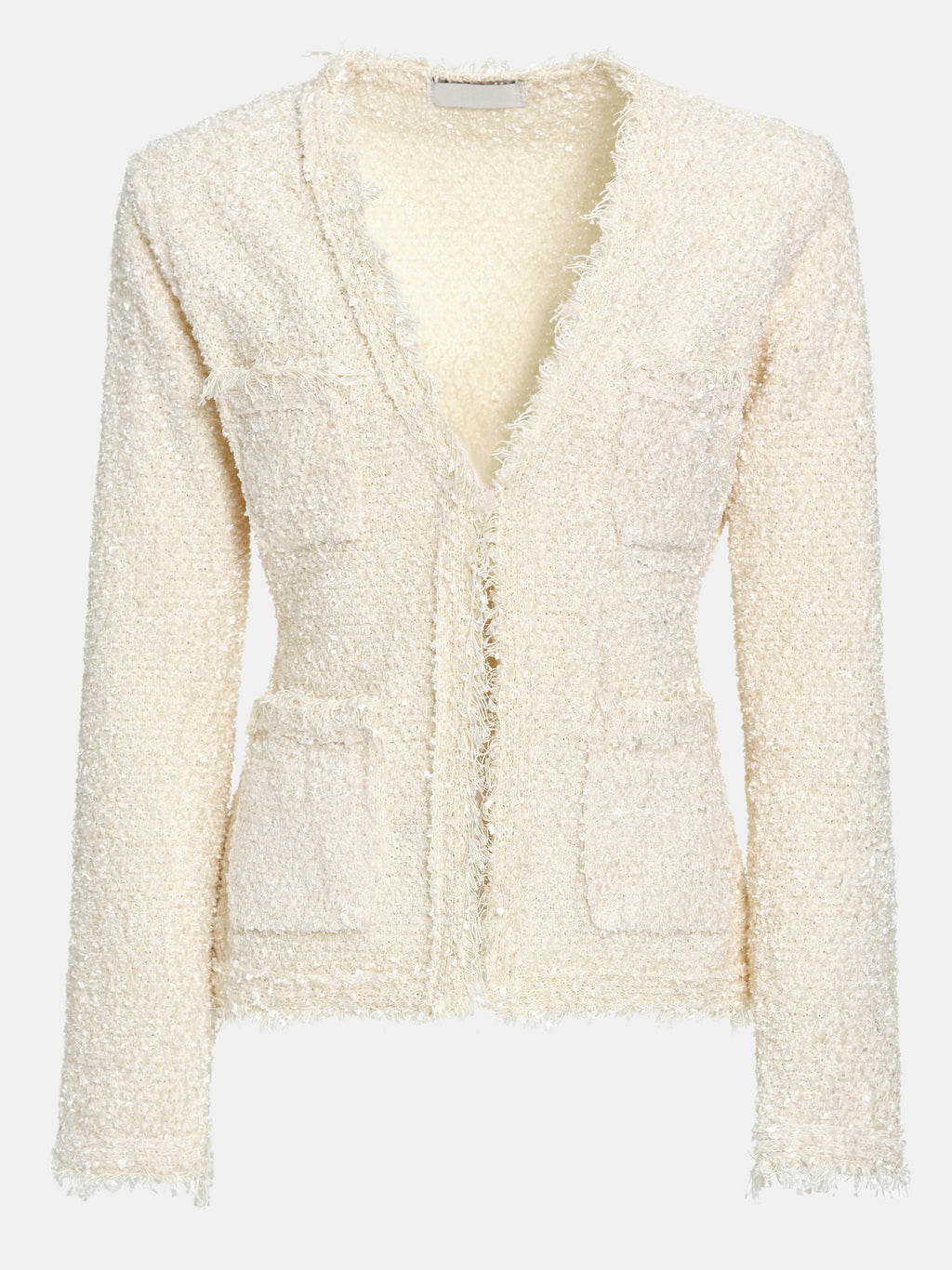 Cinched Waist Tweed Cardigan, Eggnog
