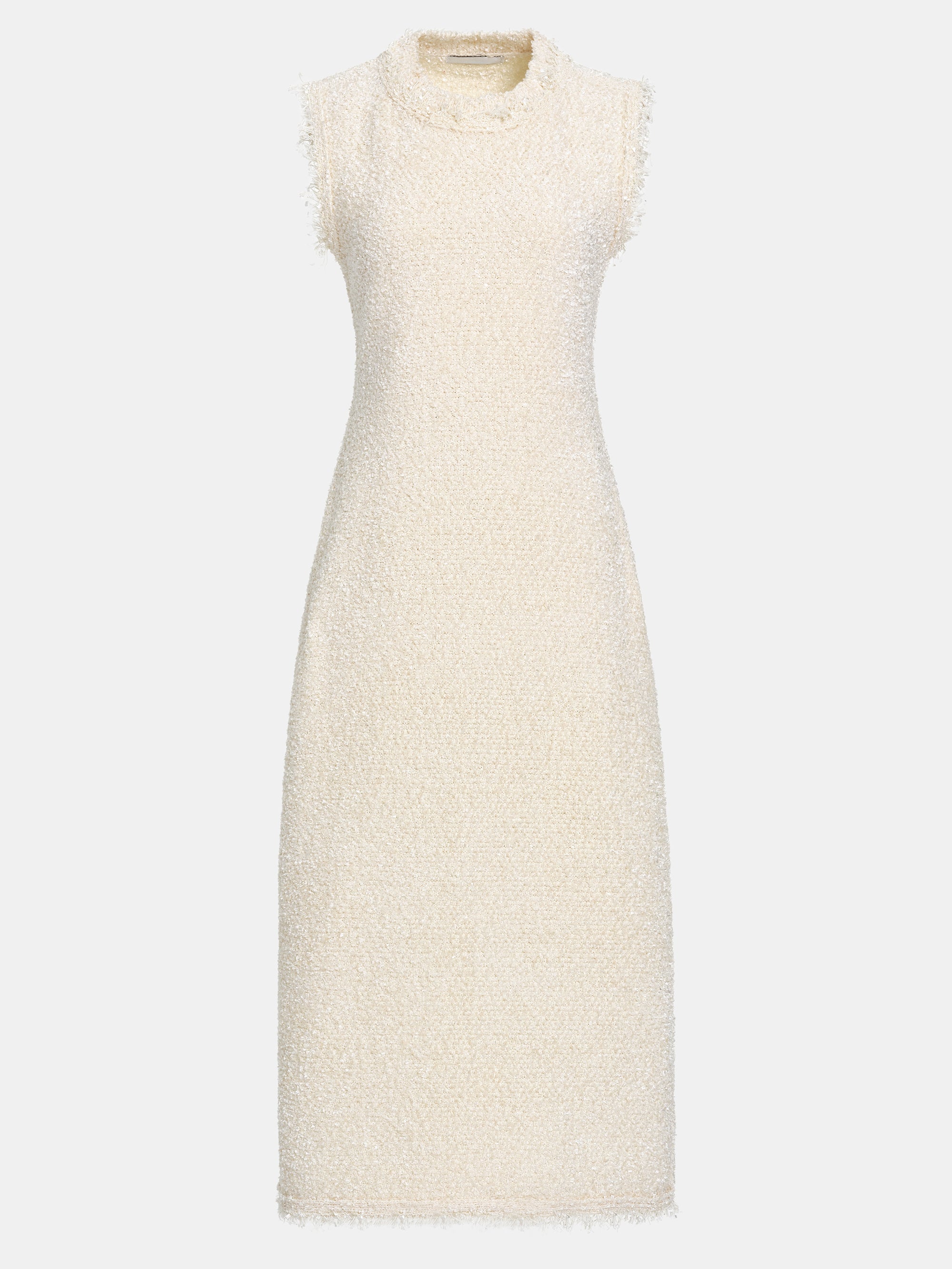 Cinched Waist Tweed Knit Dress, Eggnog