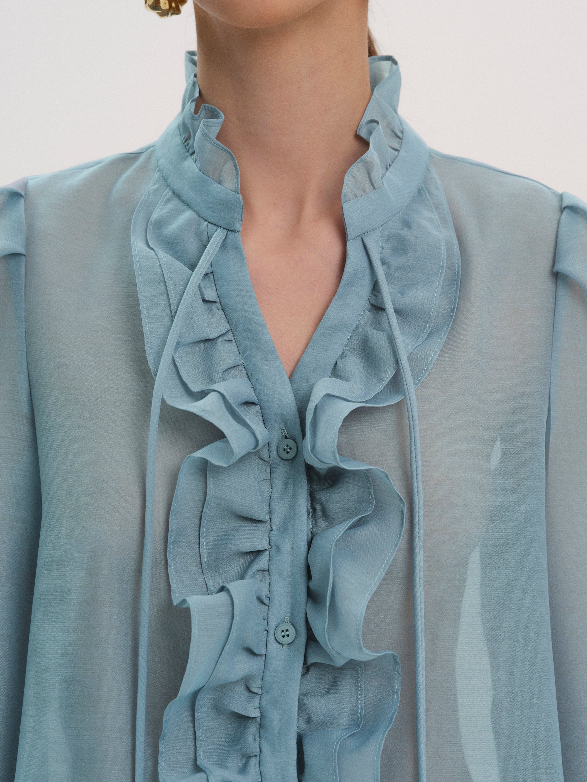 Cascade Organza Shirt, Blue