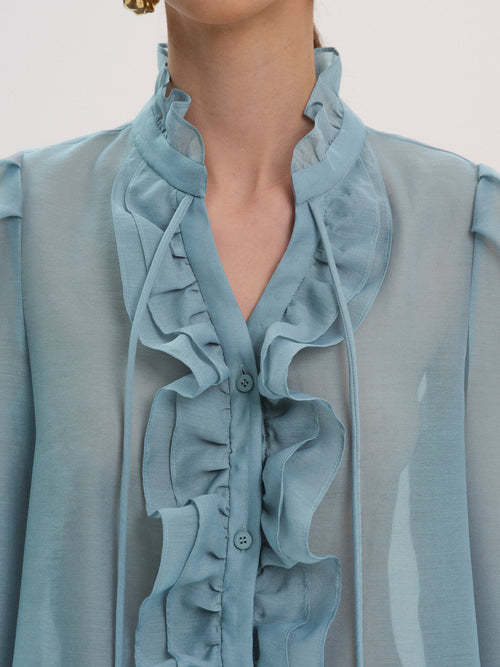 Cascade Organza Shirt, Blue