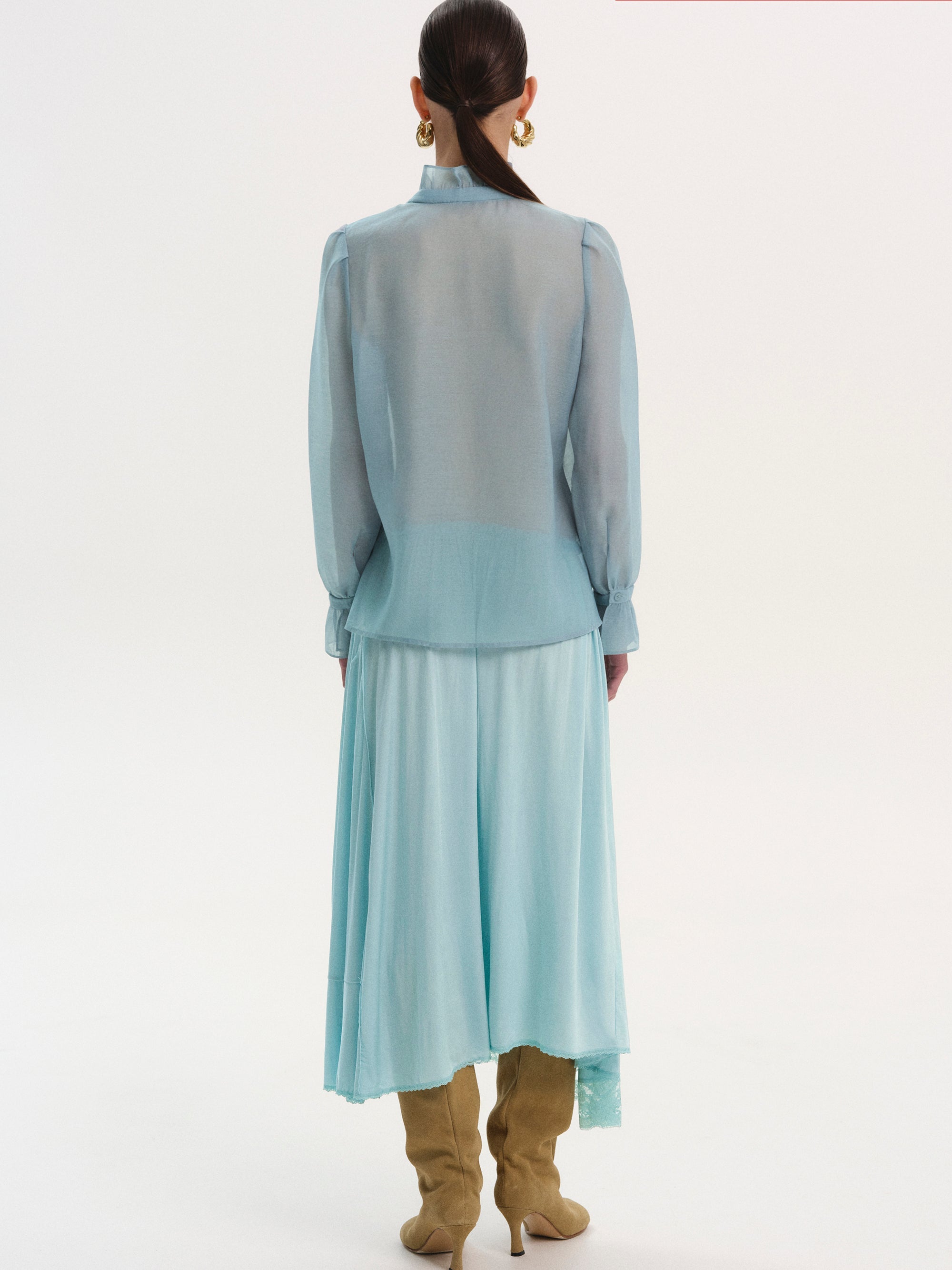 Cascade Organza Shirt, Blue