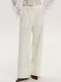 Rolled Cuff Trousers, Ivory