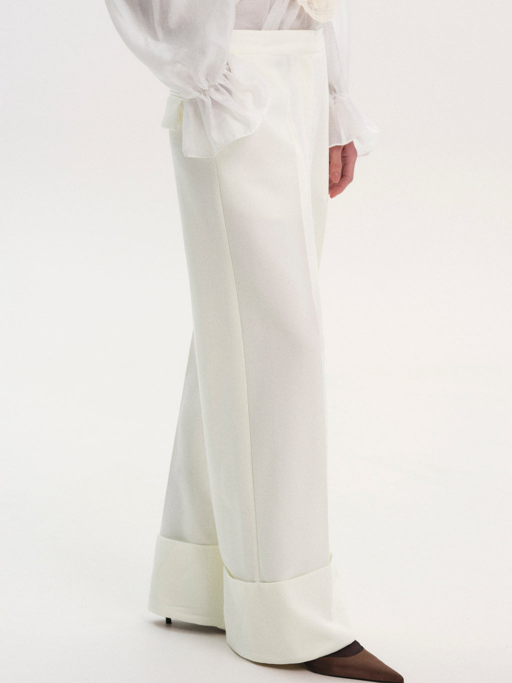 Rolled Cuff Trousers, Ivory