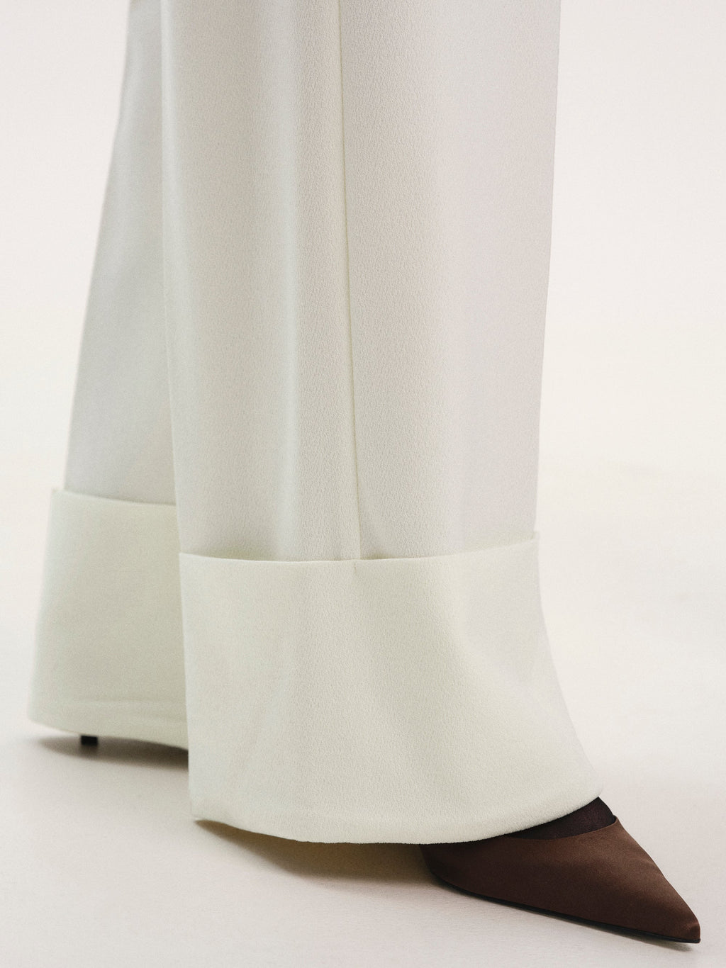Rolled Cuff Trousers, Ivory