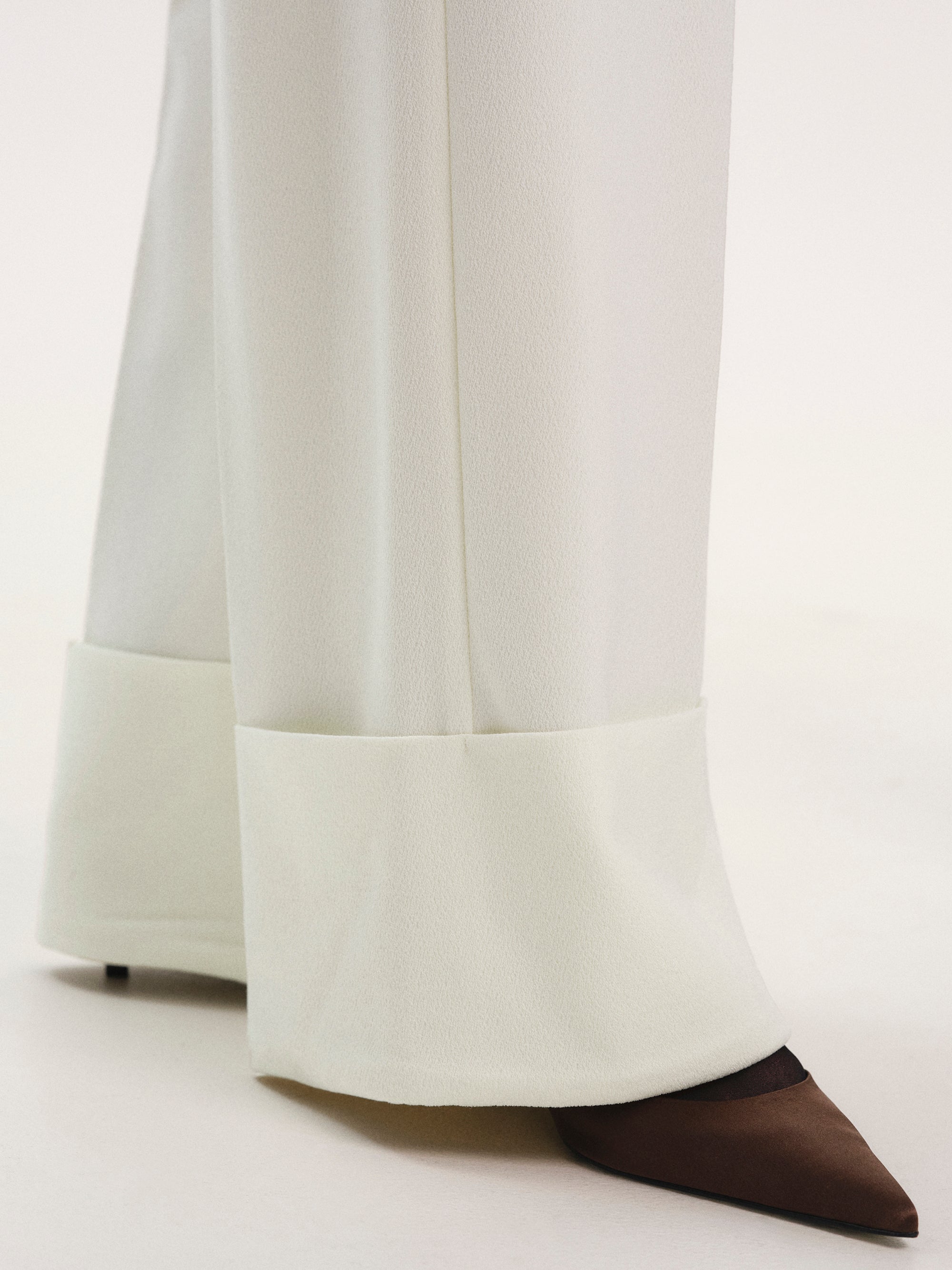 Rolled Cuff Trousers, Ivory