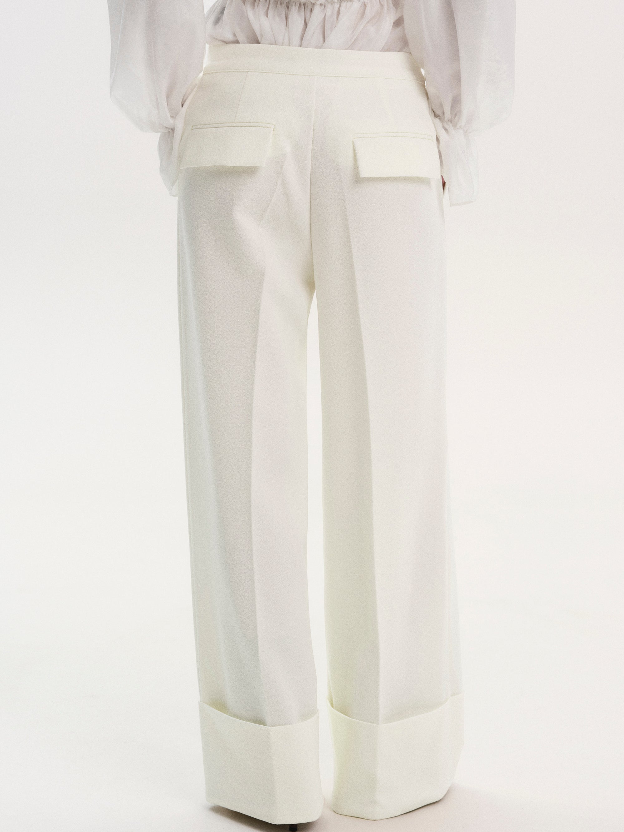 Rolled Cuff Trousers, Ivory