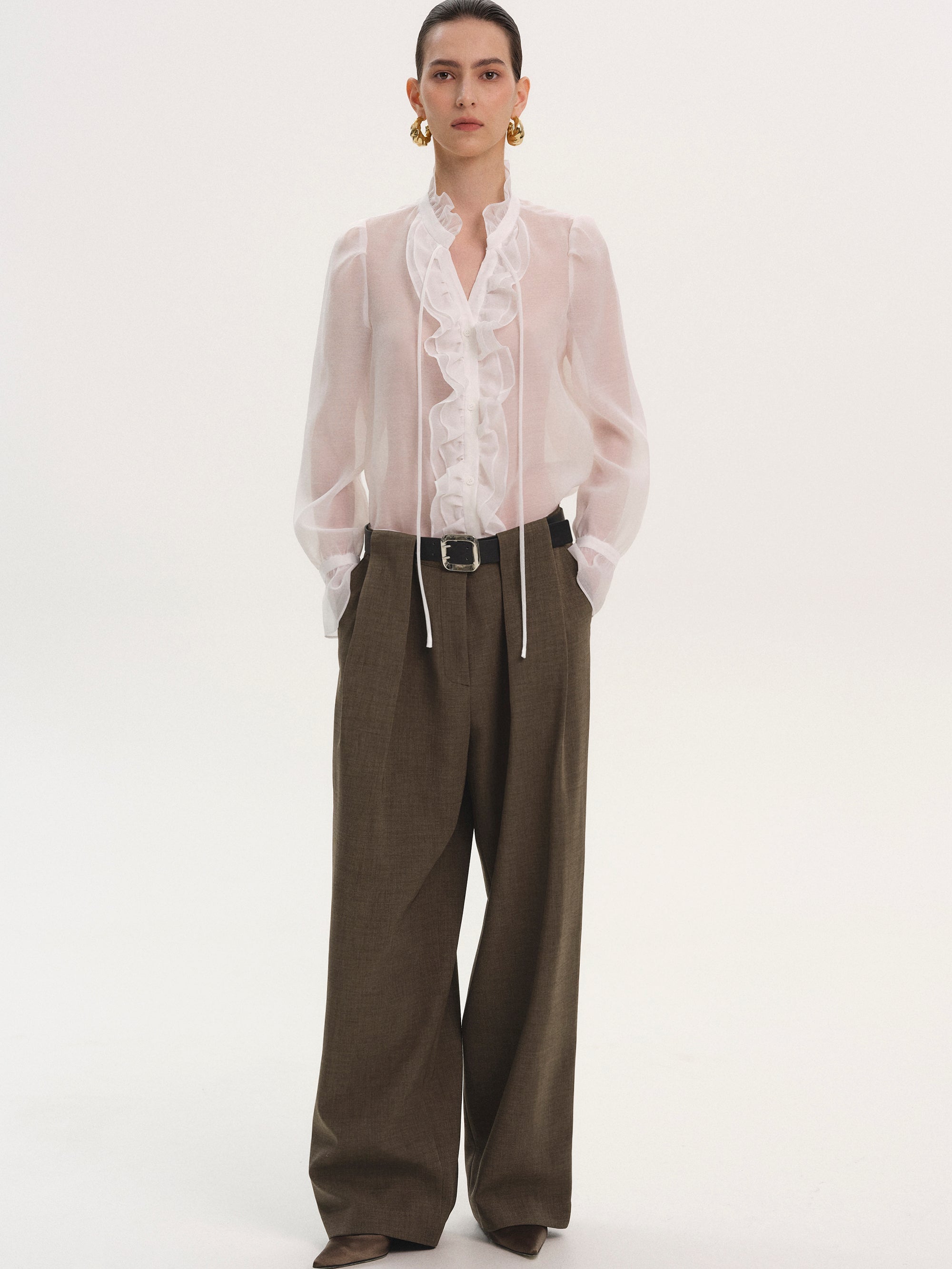 Cascade Organza Shirt, White