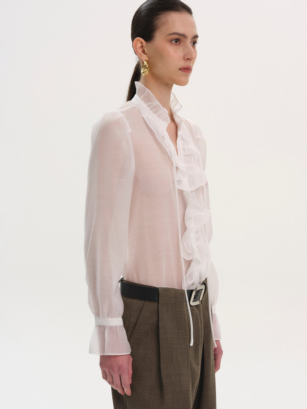 Cascade Organza Shirt, White