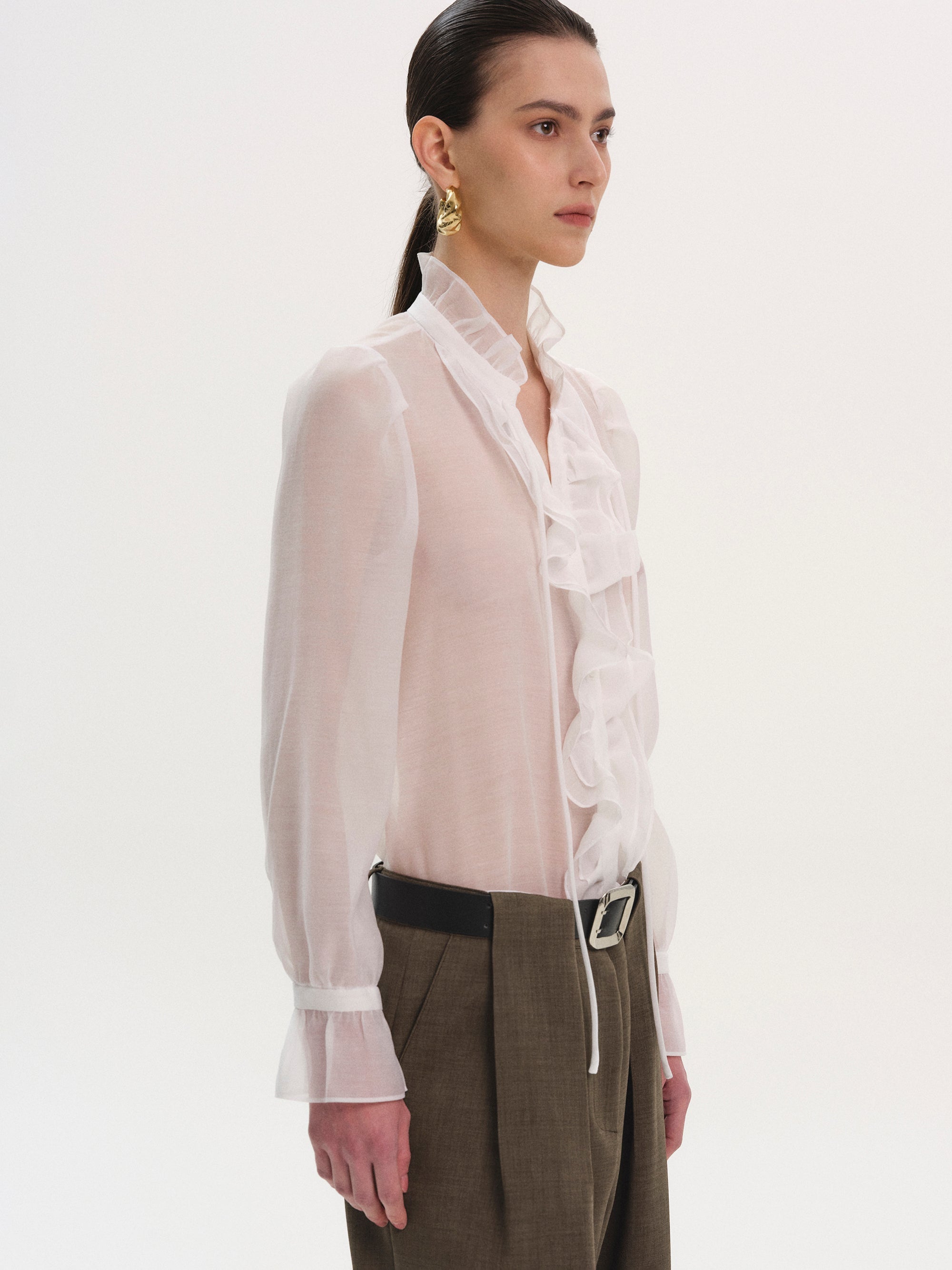 Cascade Organza Shirt, White