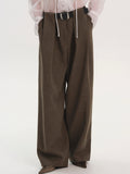 Belted Tuck Trousers, Brown