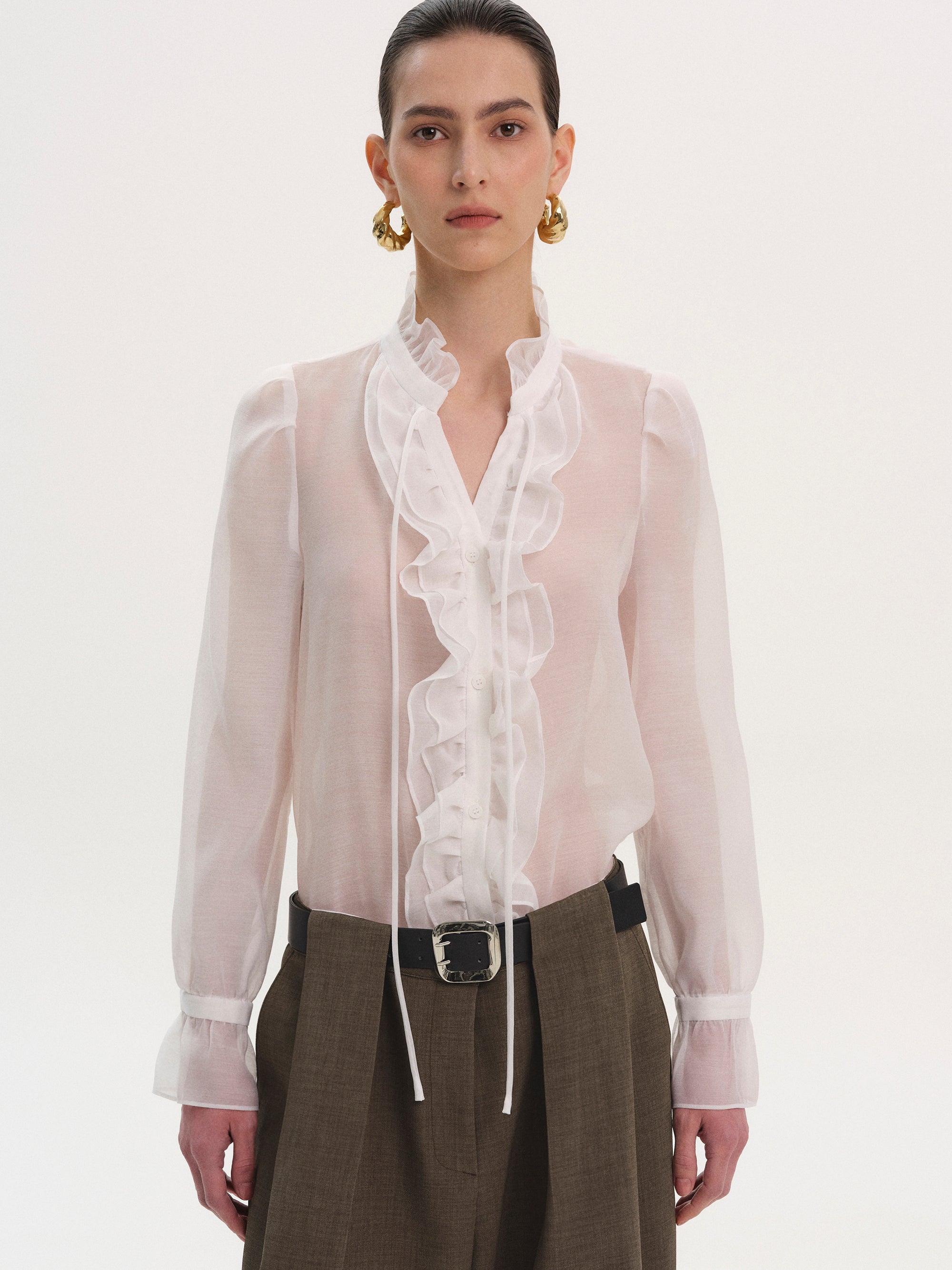 Cascade Organza Shirt, White