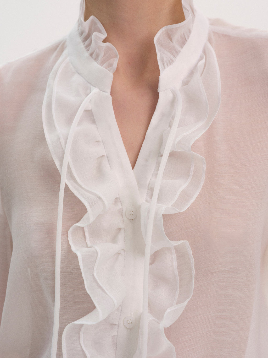 Cascade Organza Shirt, White