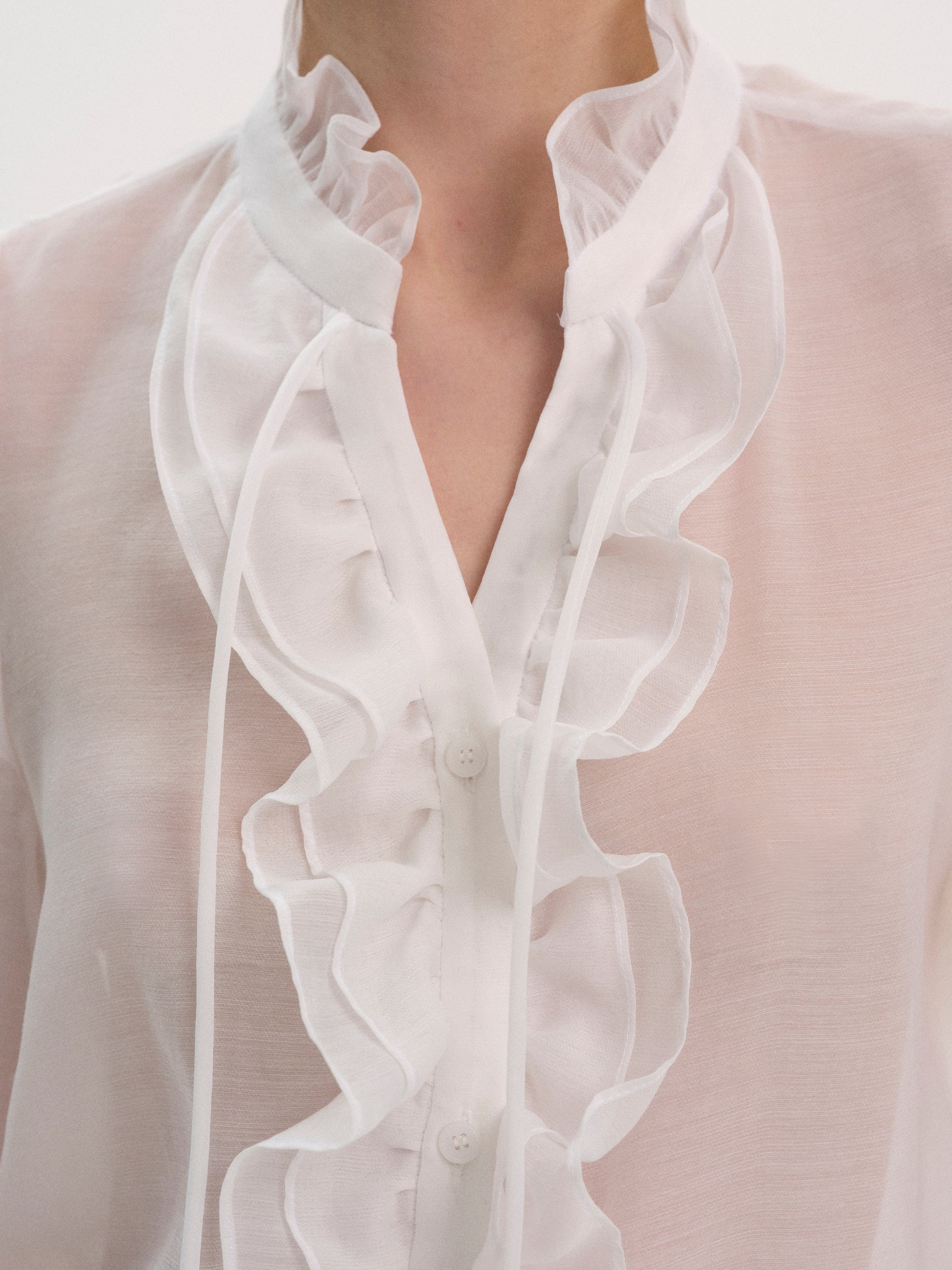 Cascade Organza Shirt, White