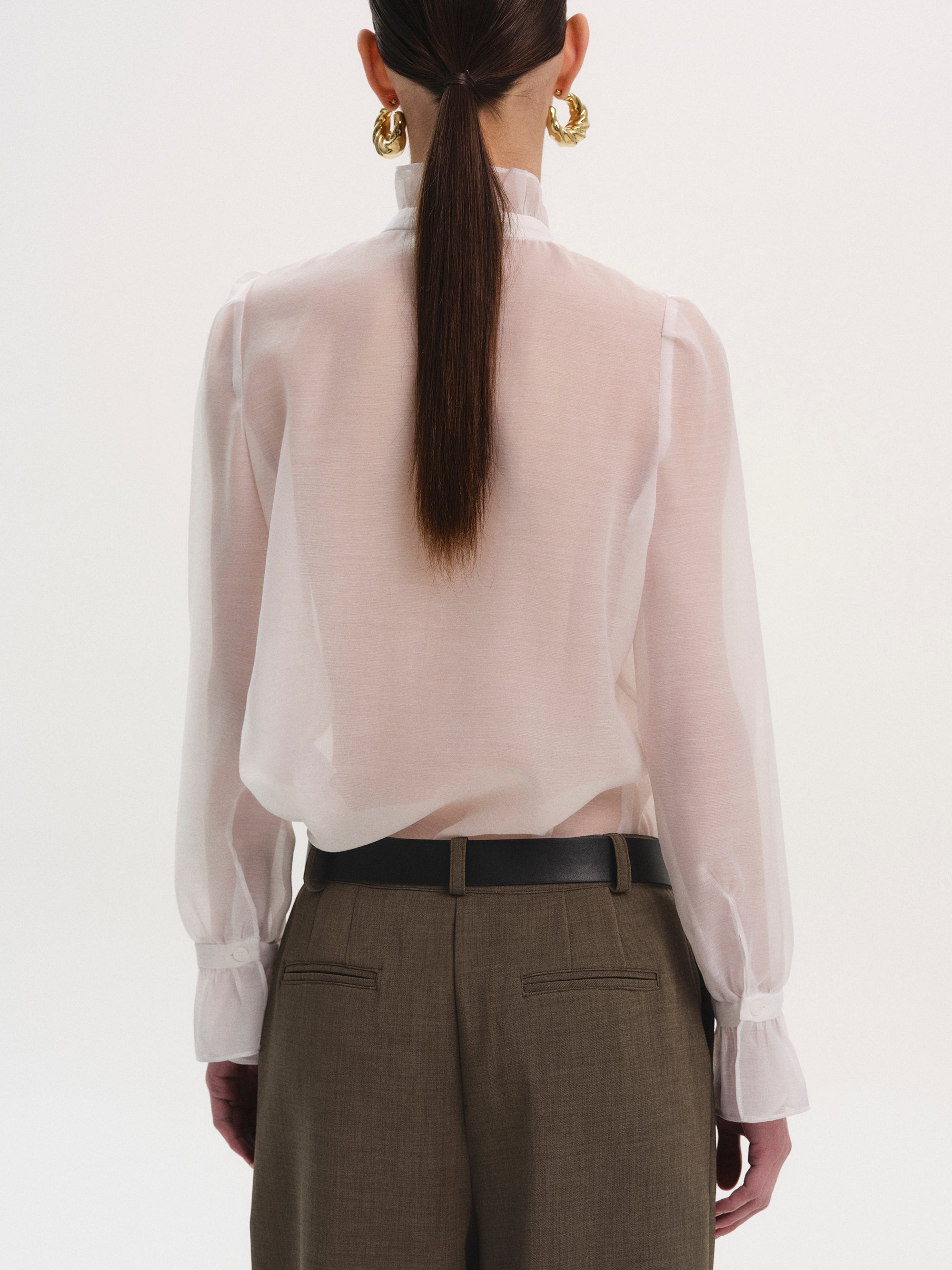 Cascade Organza Shirt, White