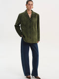 Single-Breasted Suede Blazer, Khaki