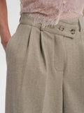 Wrap Button Trousers, Taupe