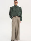 Ruched Suede Bomber, Taupe Grey