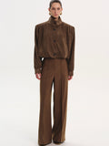 High Waist Creased Trousers, Chestnut