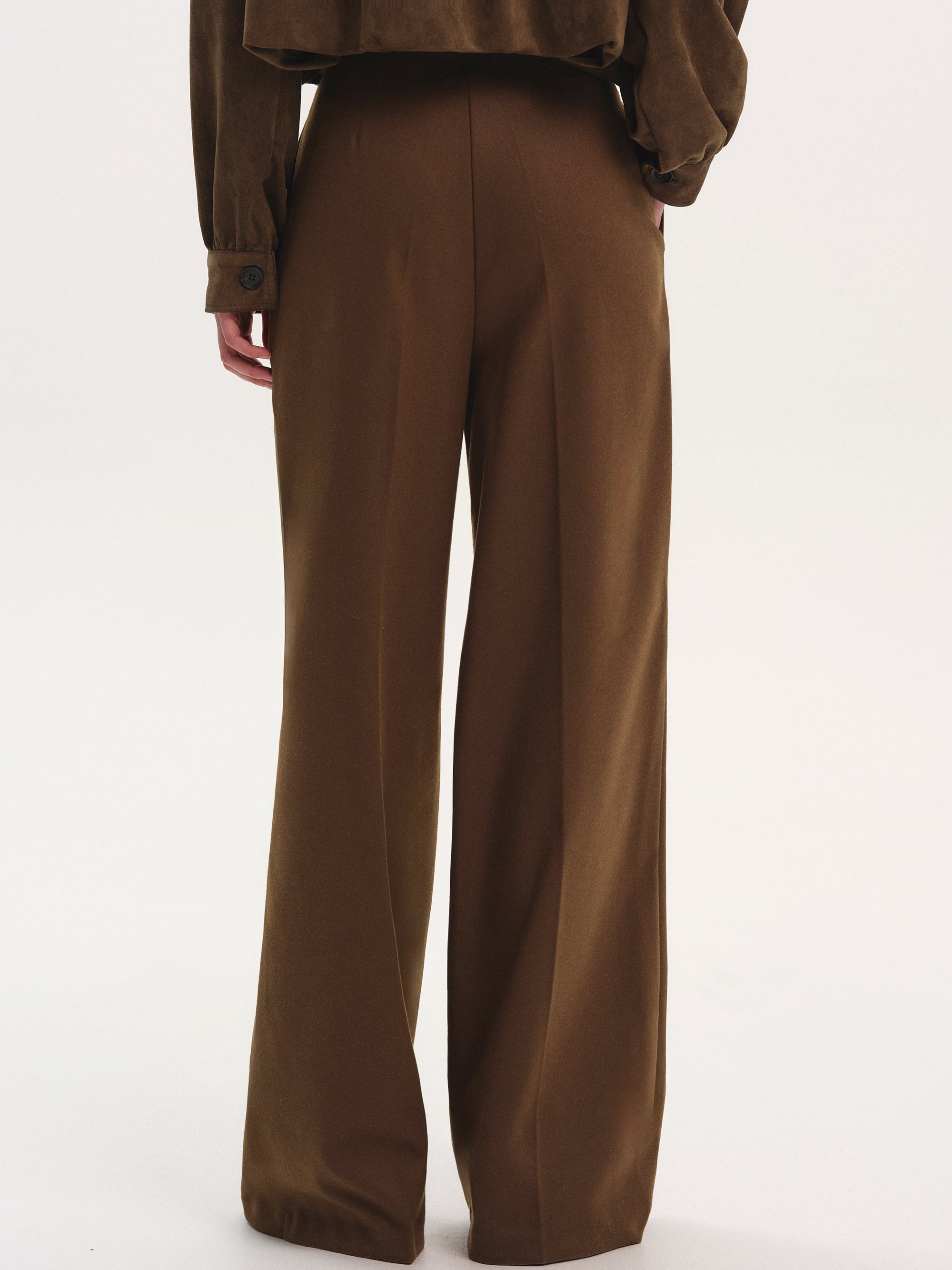 High Waist Creased Trousers, Chestnut
